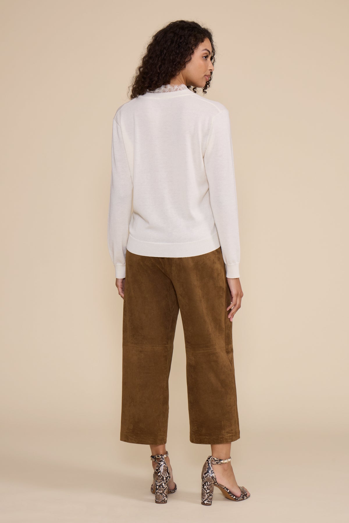 Jessie Cropped Faux Suede Pant - Walnut