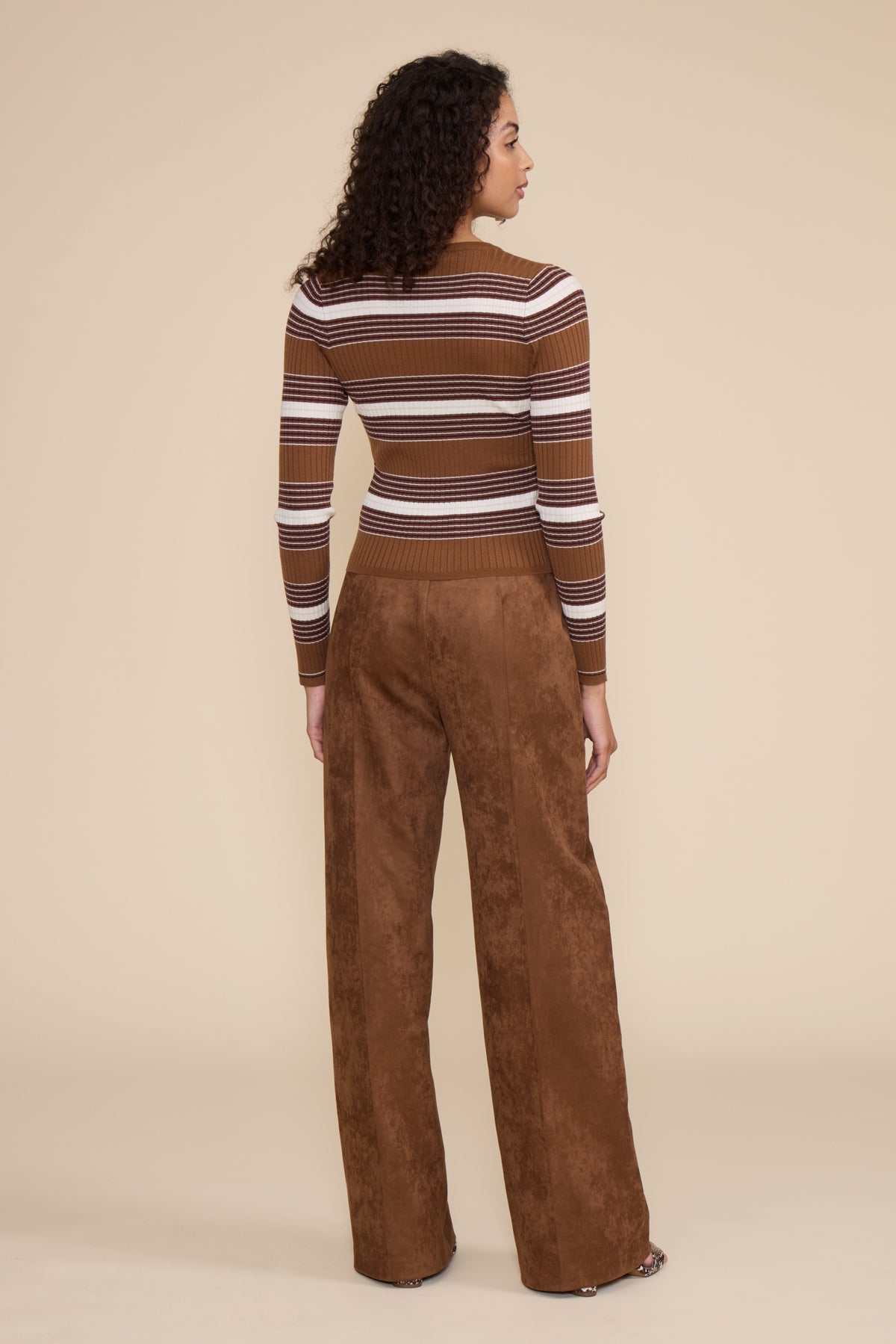 Diana Faux Suede Wide Leg Pant - Walnut