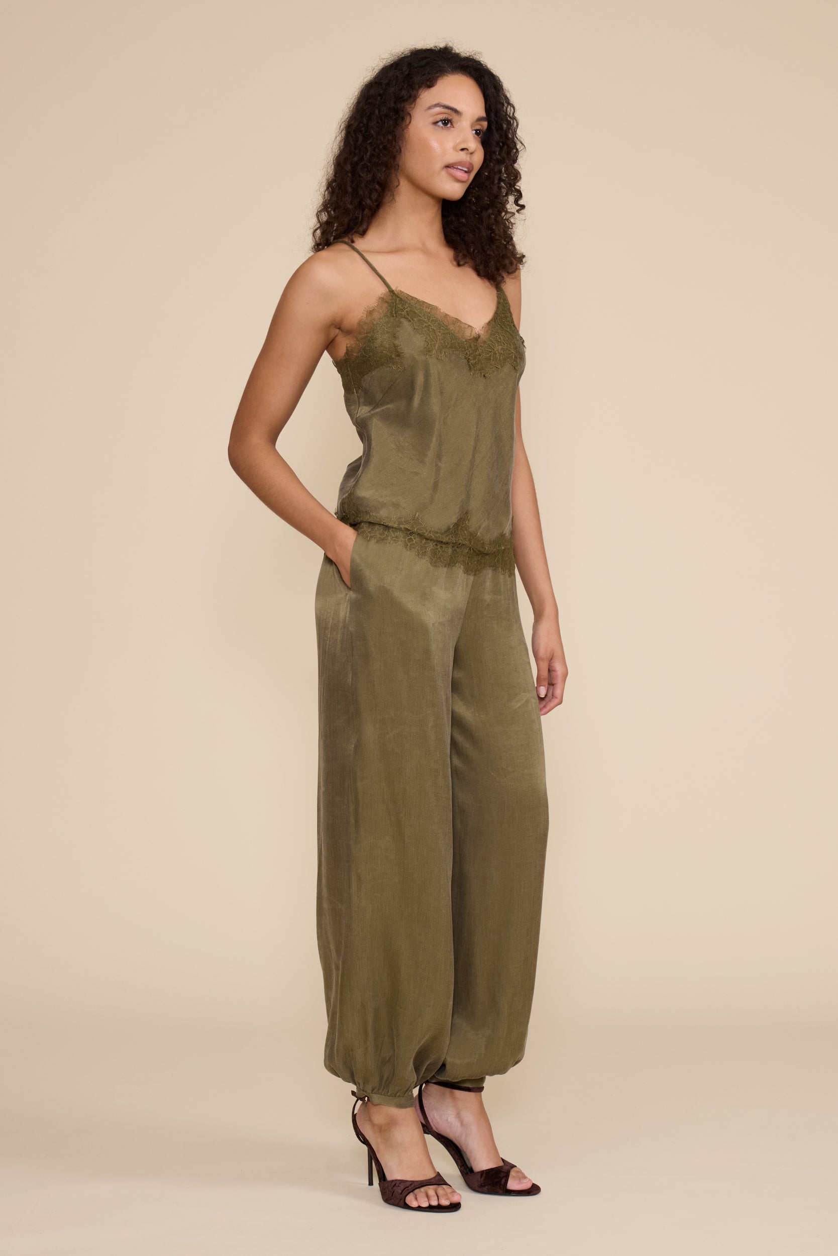 Rio Lace Tank Top - Olive