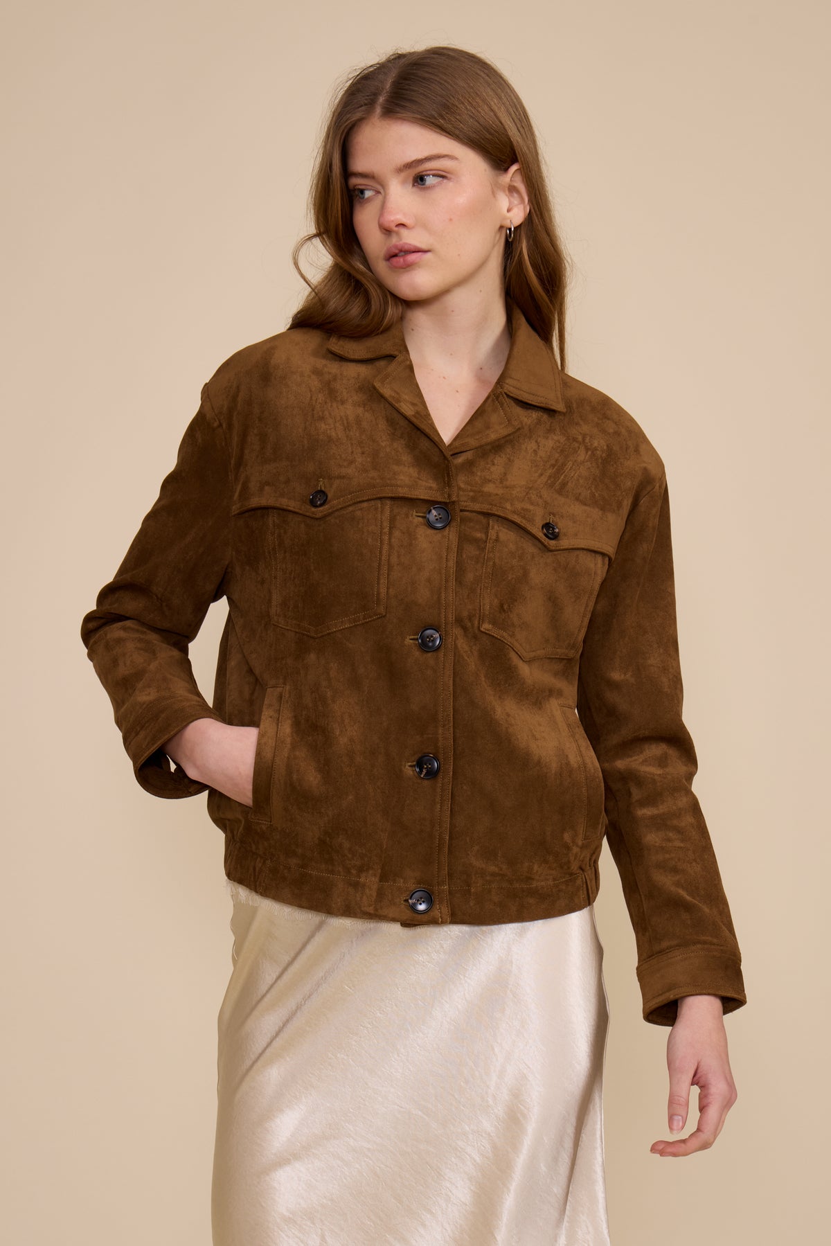 Henry Faux Suede Jacket - Walnut