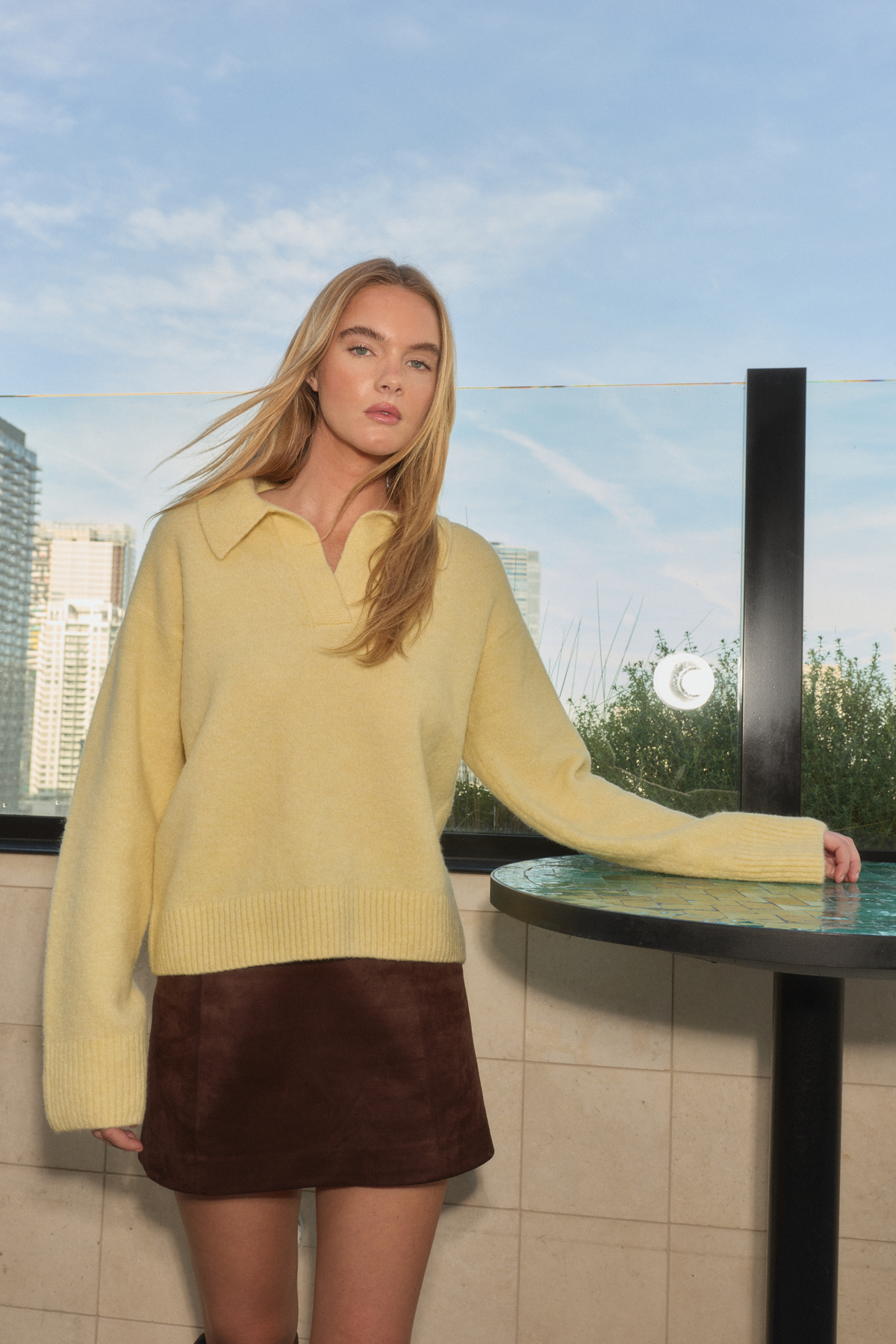 Jill LS Polo Sweater Buttery