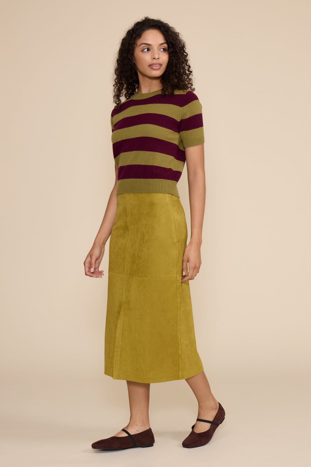 Lindsay Faux Suede Skirt Chartreuse