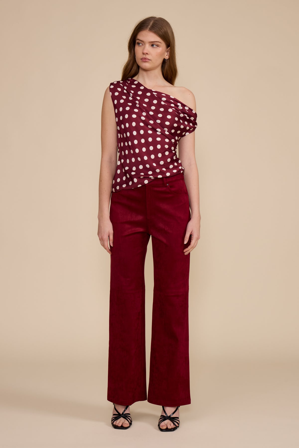Vea Faux Suede Pant Deep Merlot