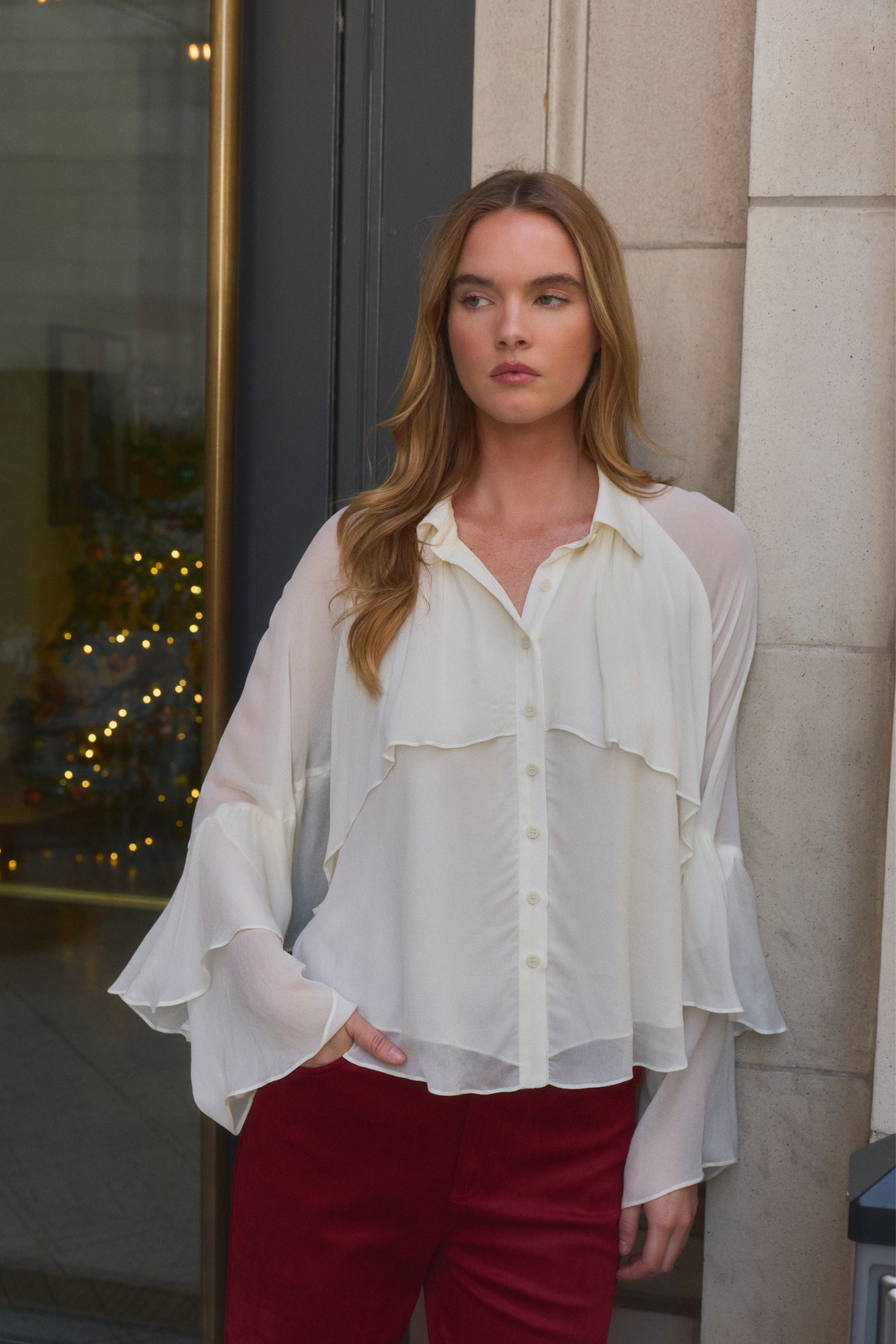 Wilfred Ruffle Top - Ivory