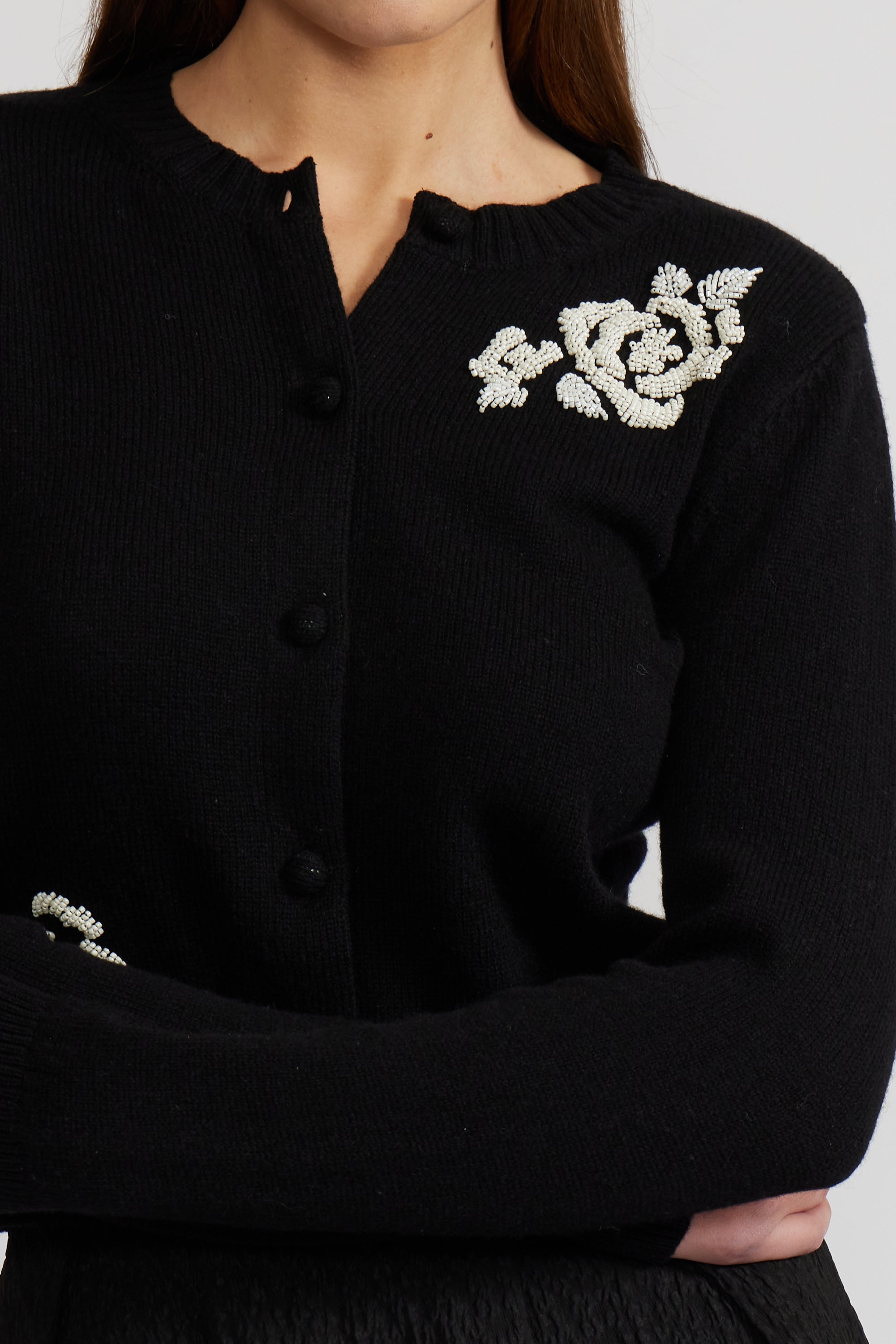 Nilda Beaded Cardigan - Black