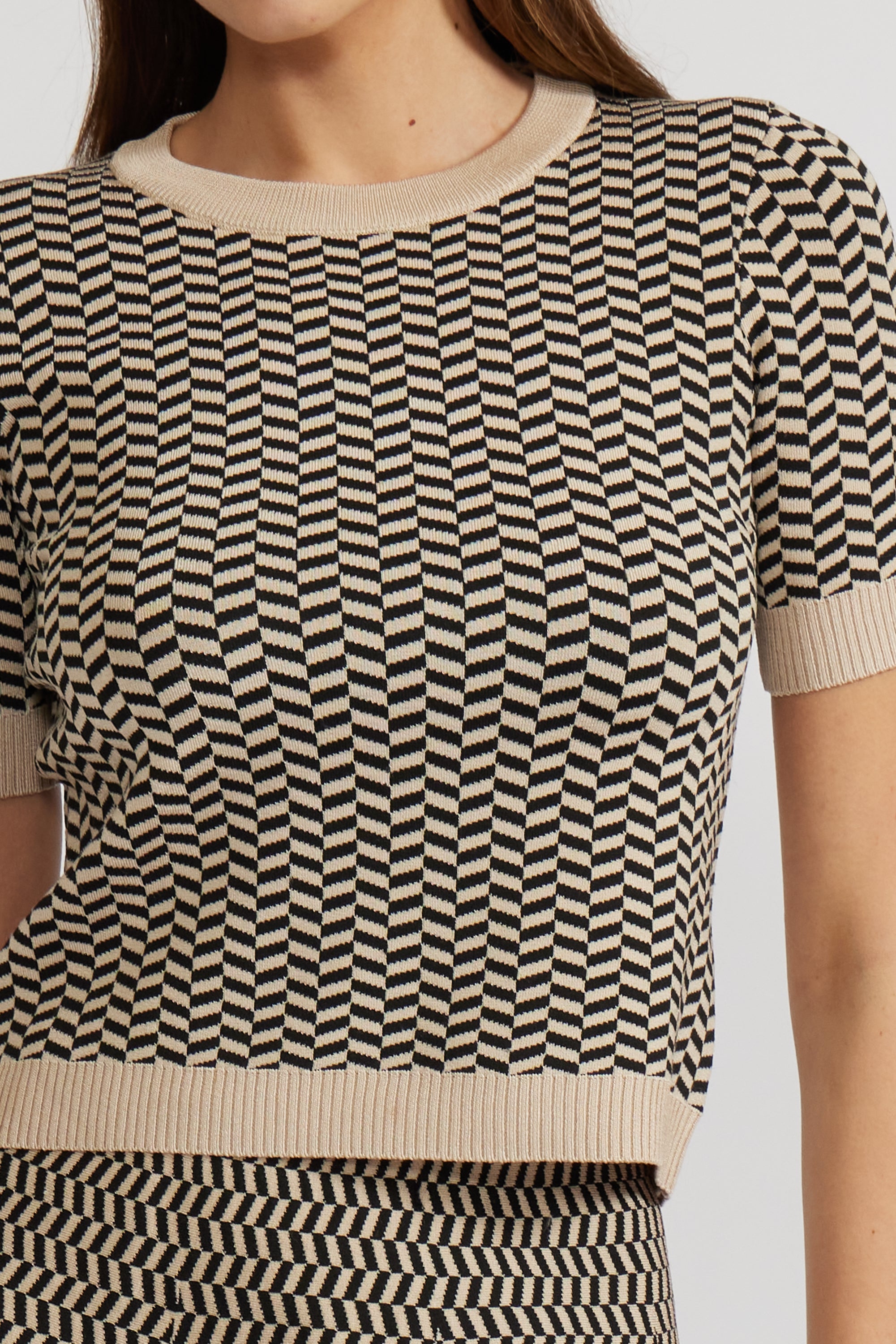 Warren Knit Top - Black Tan
