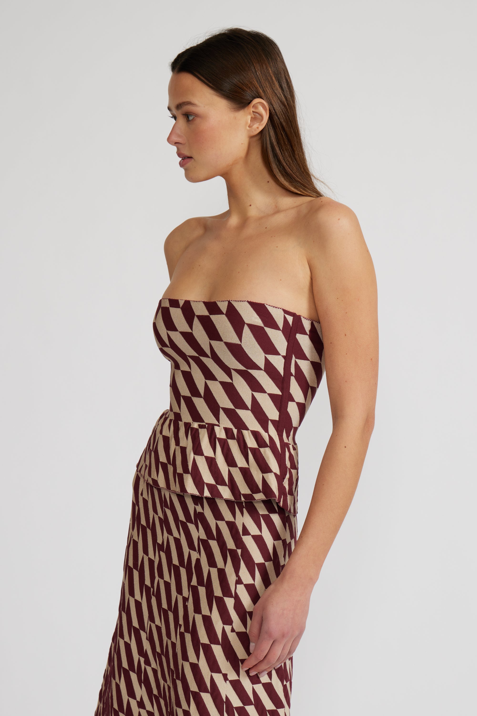Antonella Strapless Top - Burgundy Cream