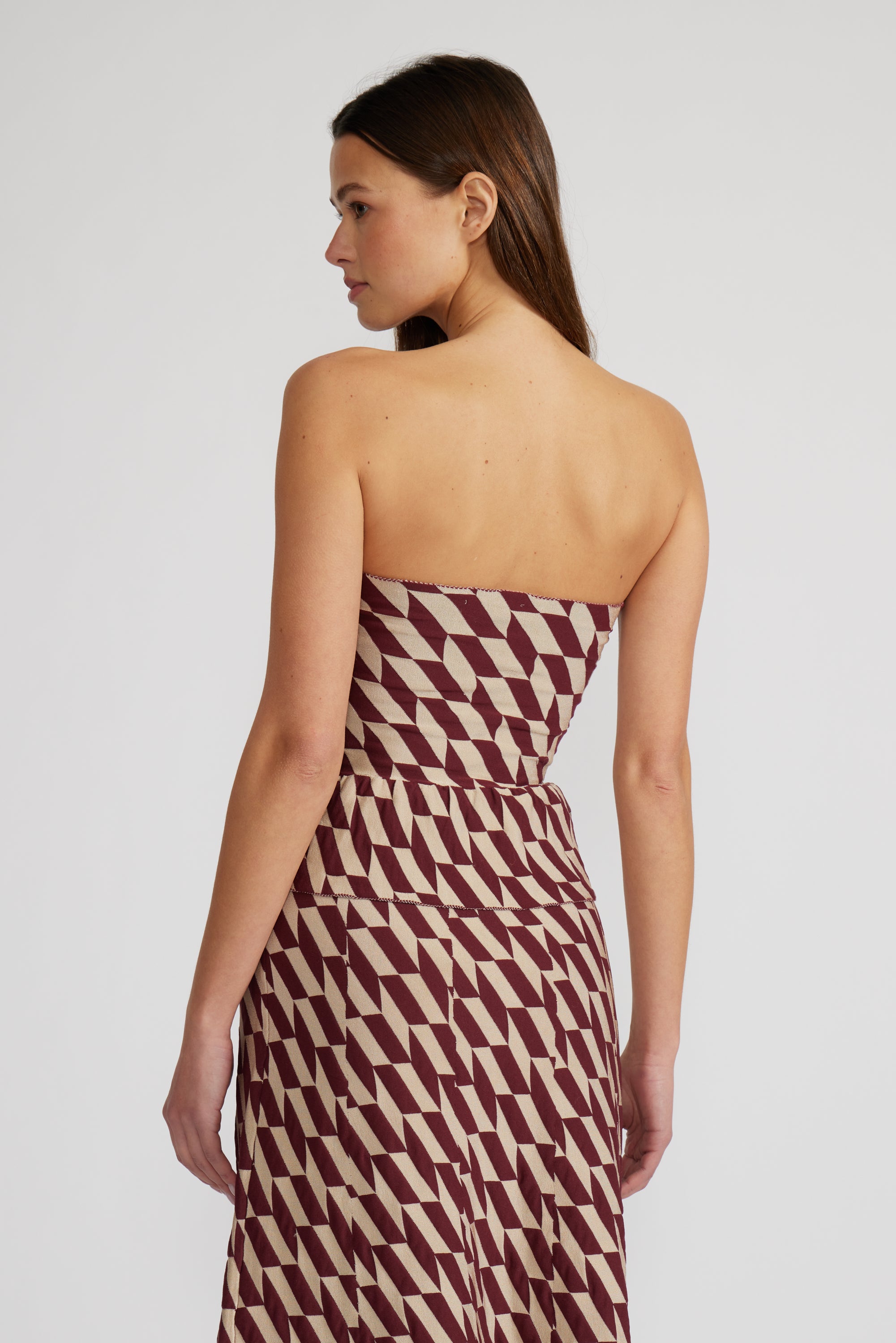 Antonella Strapless Top - Burgundy Cream