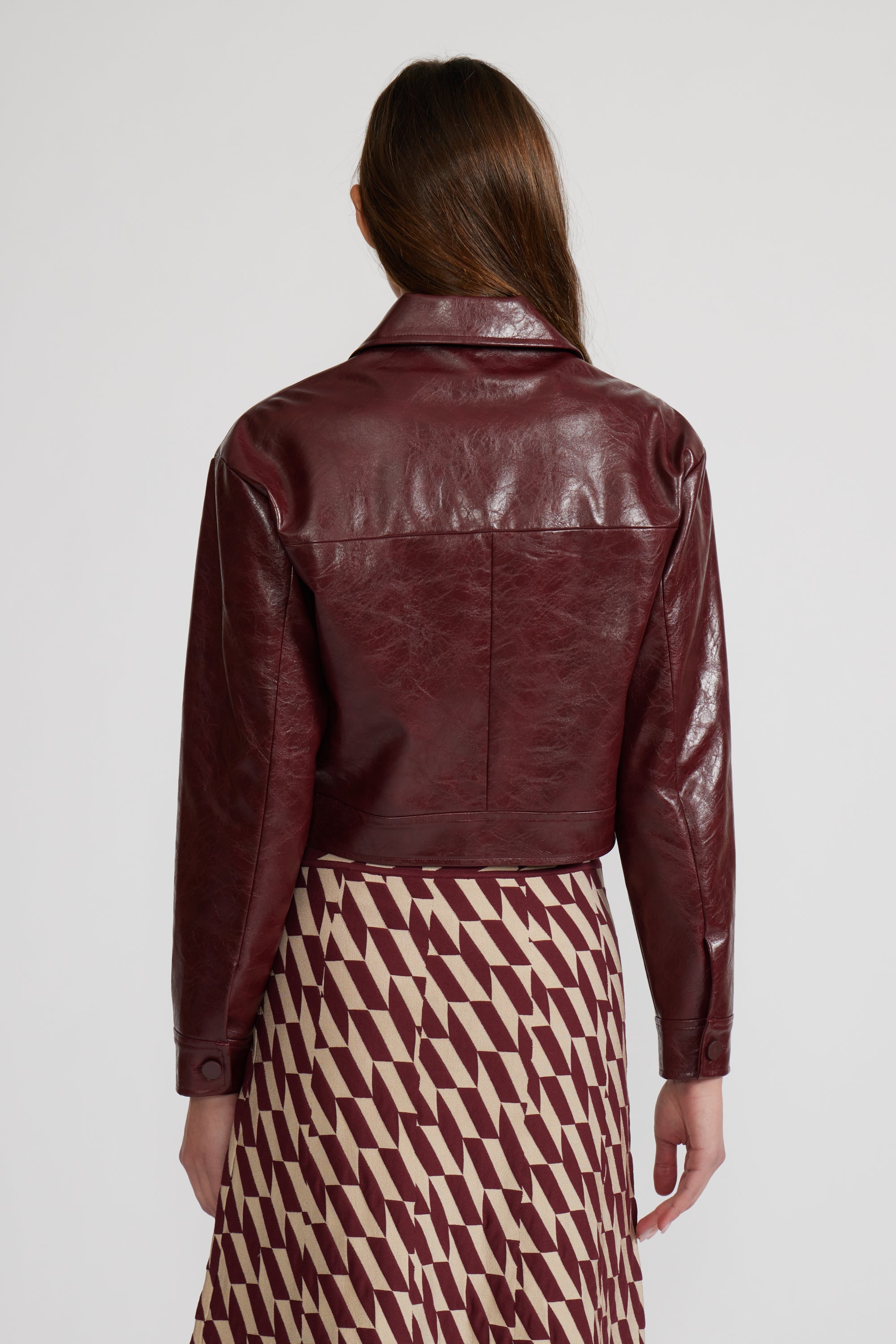 Caleb Faux Leather Jacket - Burgundy