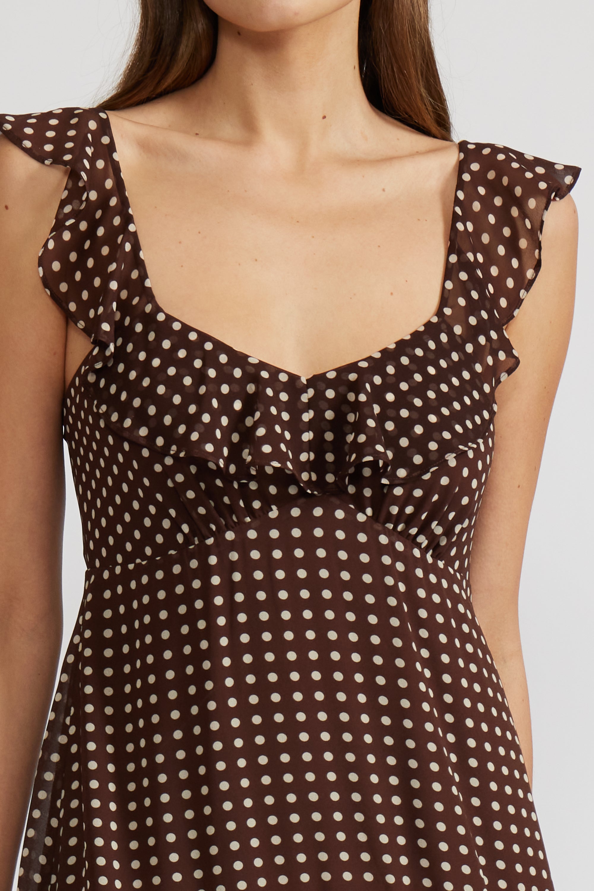 Cassandra Tiered Dress - Brown Cream