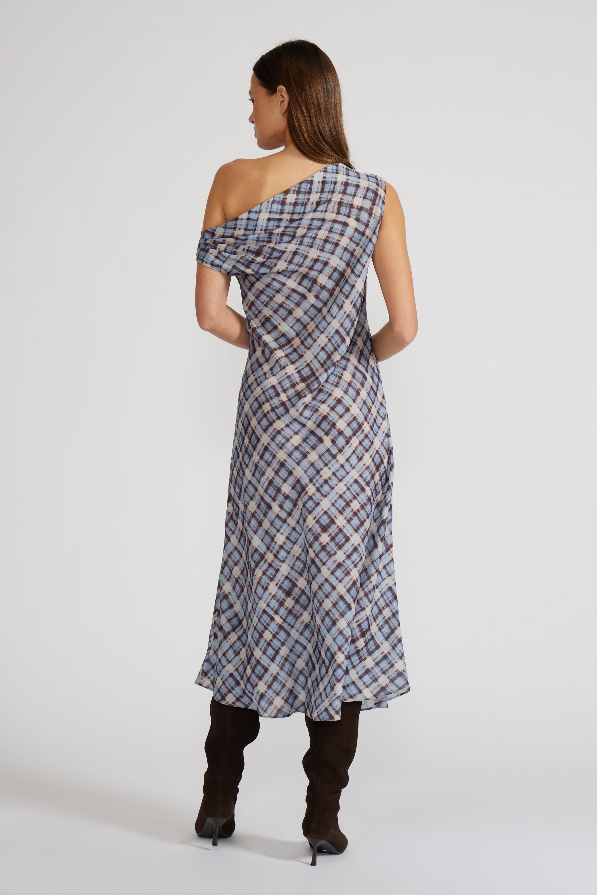 Ace Asymmetrical Dress - Blue Plaid