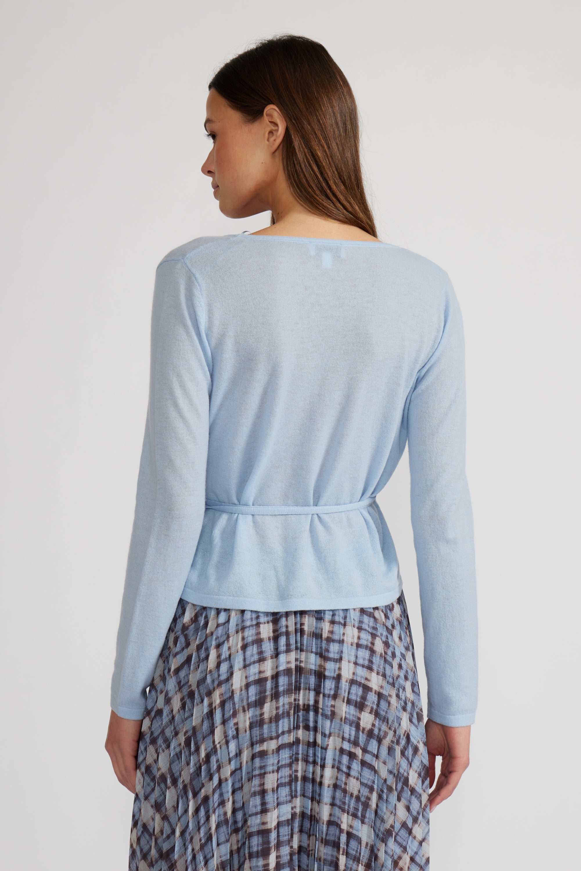 Dominic Faux Wrap Top - Sky Blue
