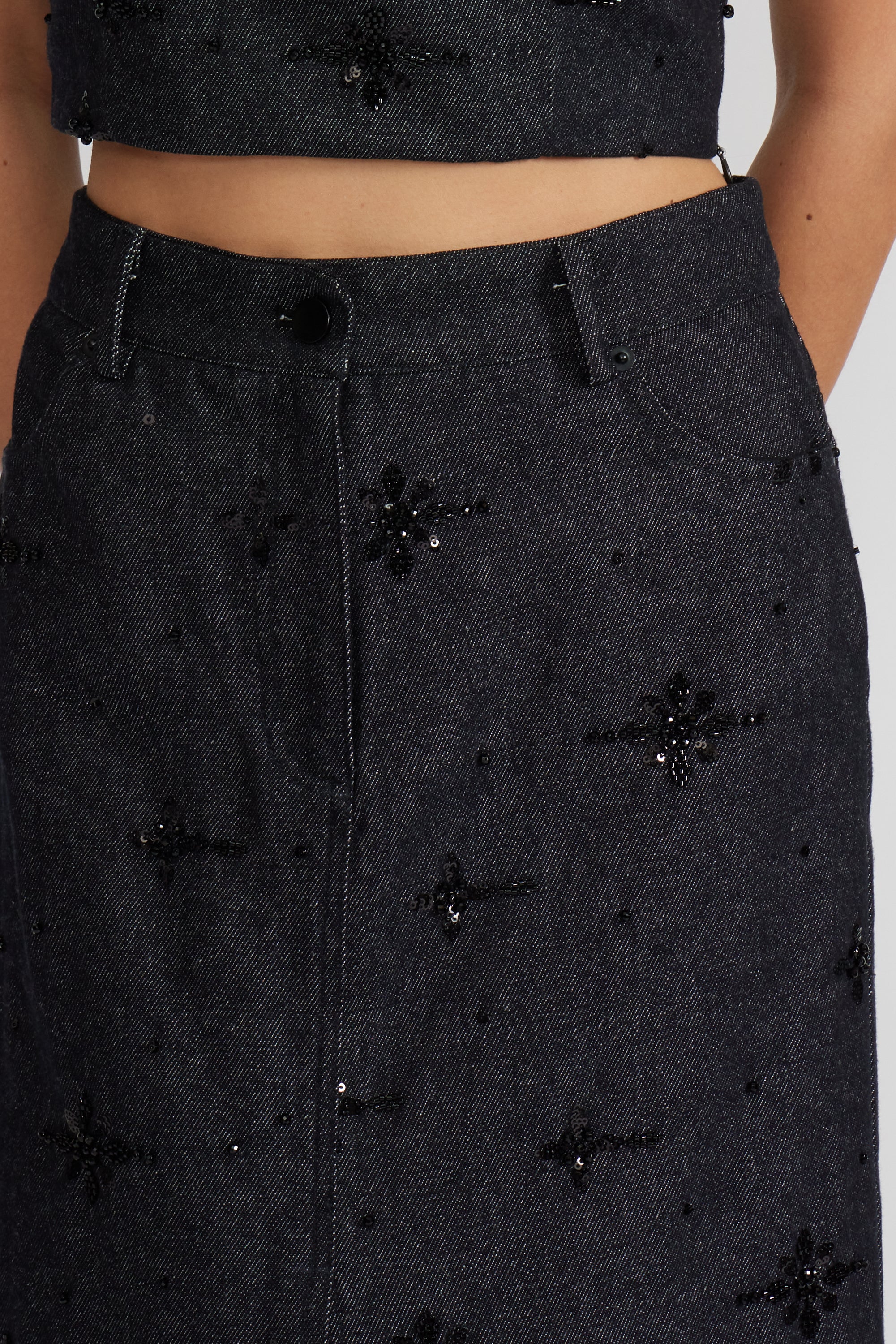 Waverly Beaded Skirt - Dark Blue