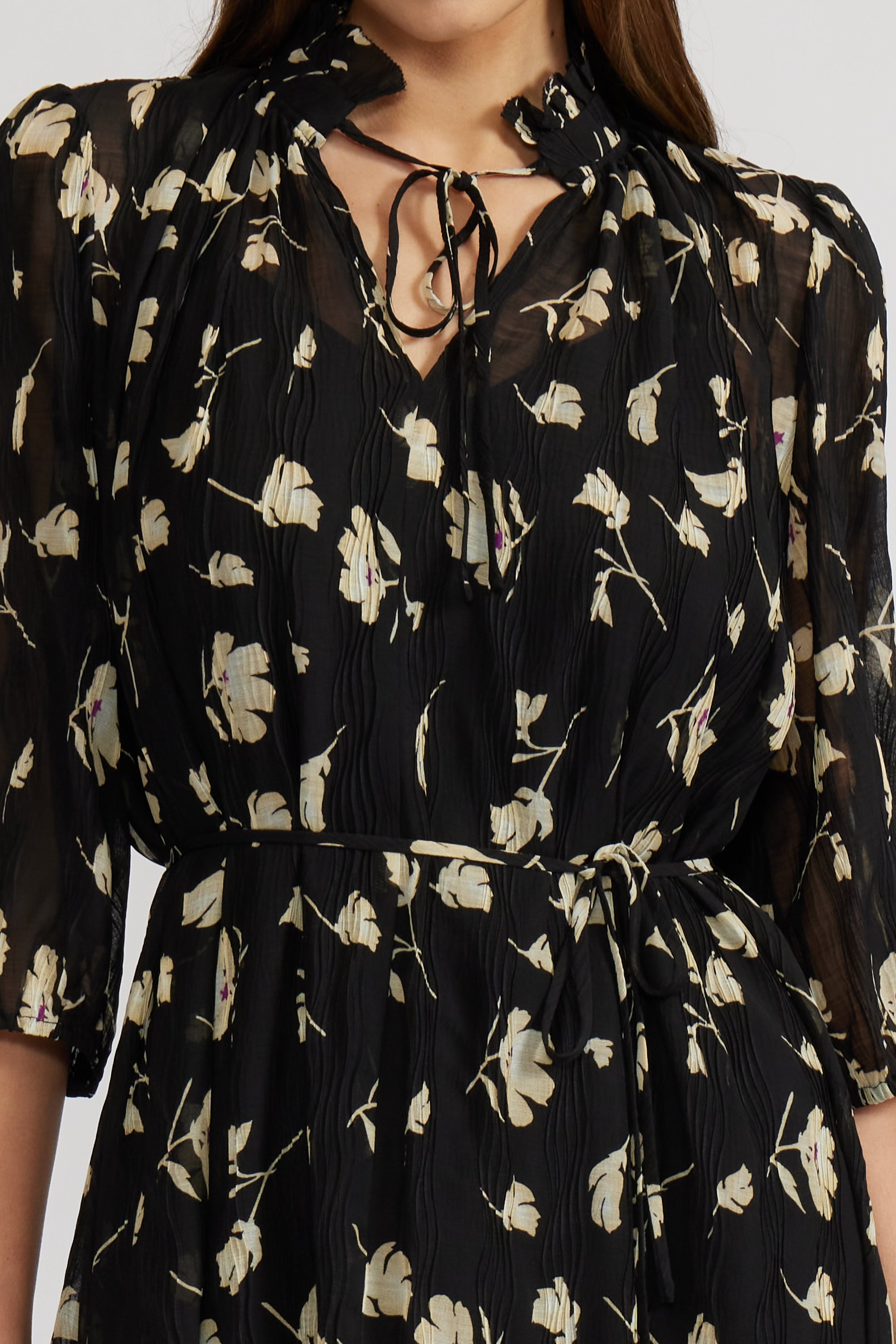 Dena Floral Dress - Black