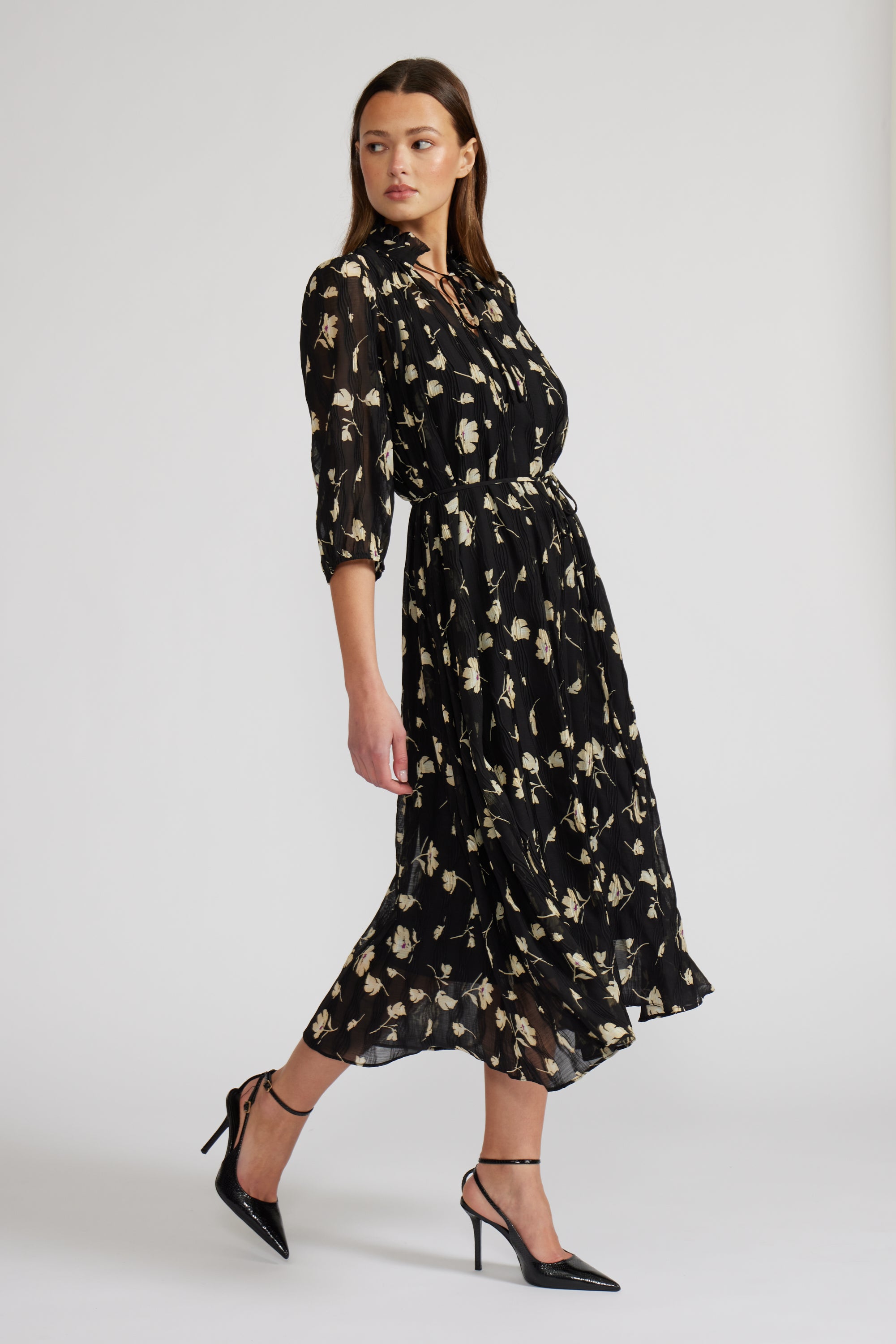 Dena Floral Dress - Black