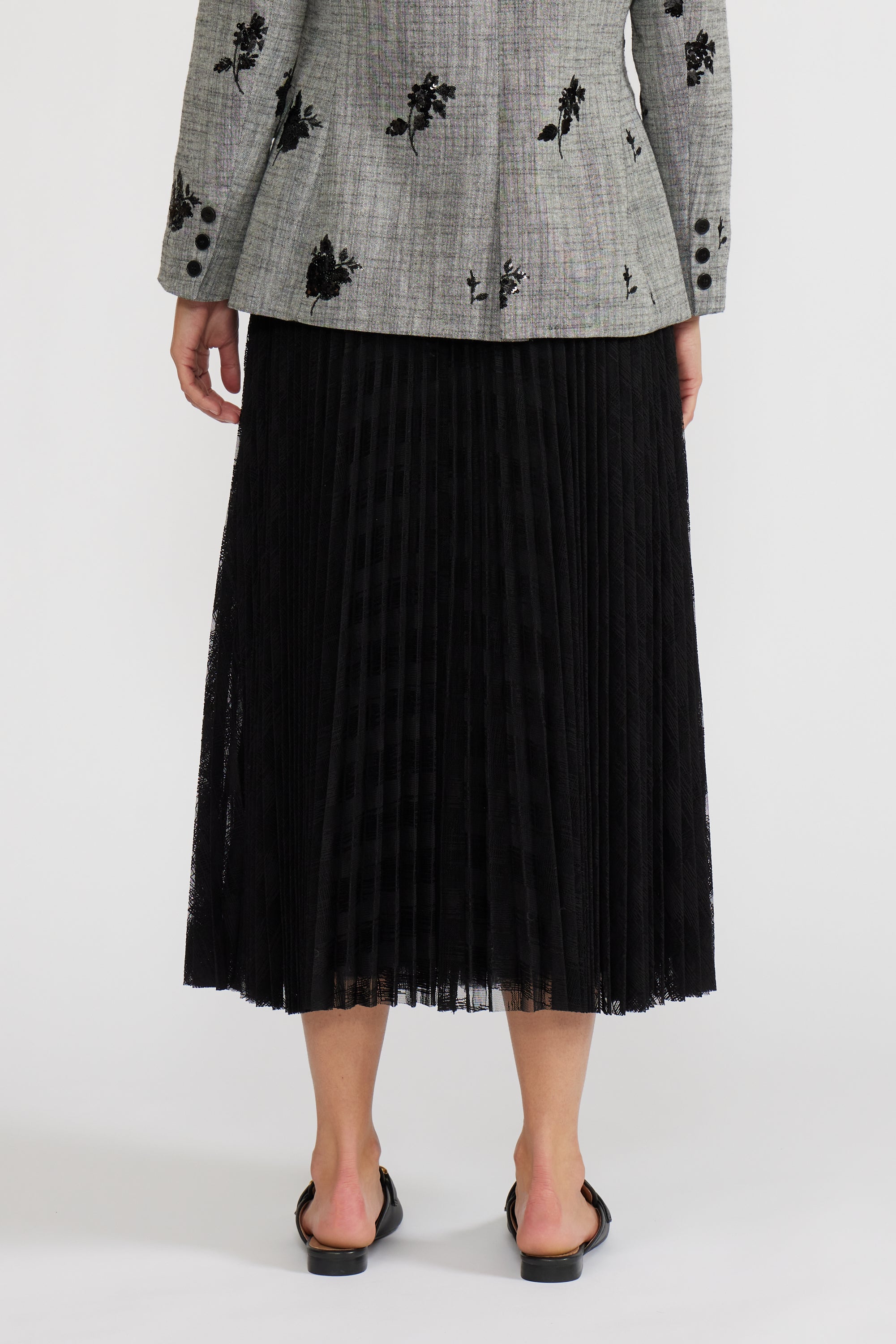 Madison Textured Pleated Skirt - Black