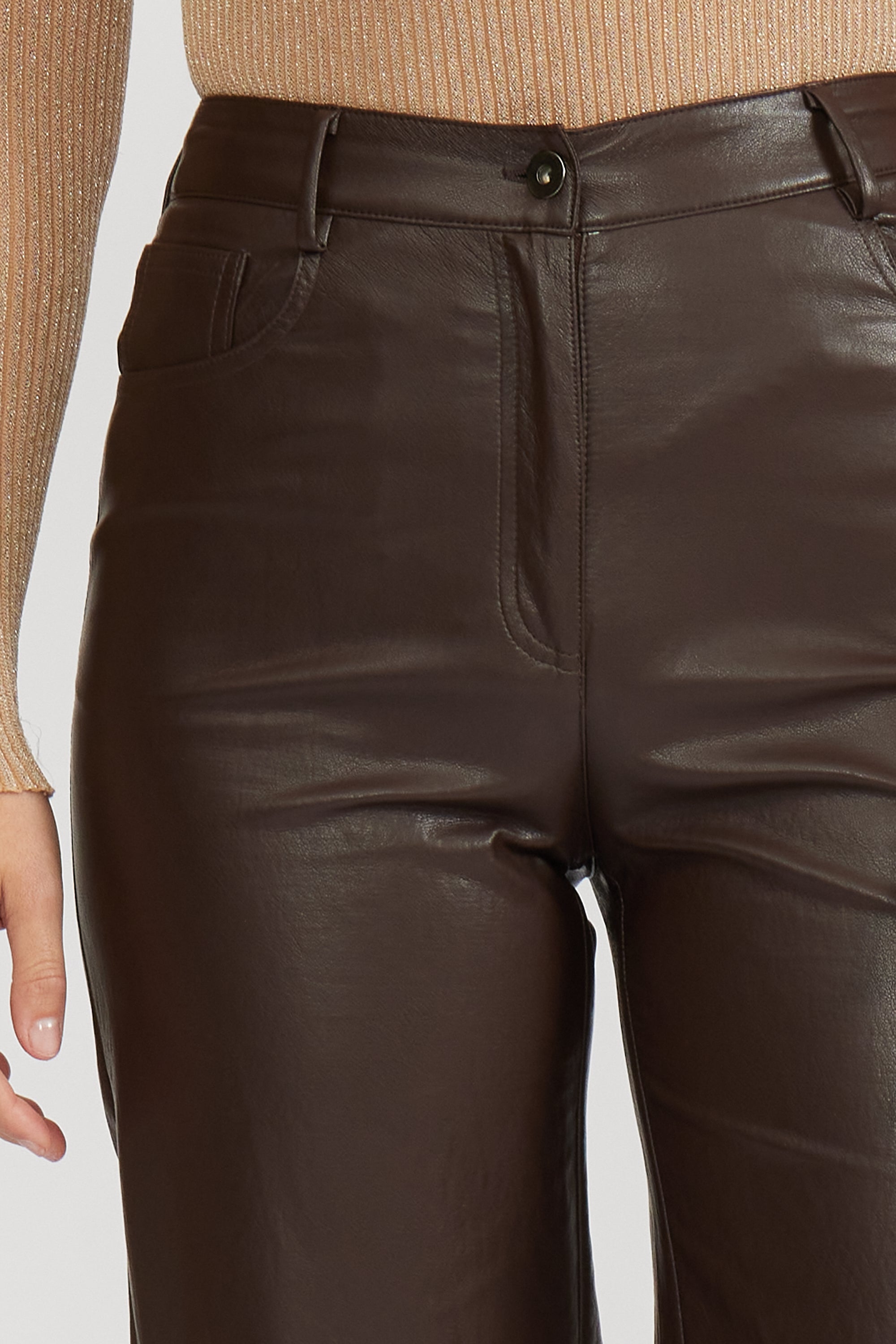 Adler Faux Leather Pant - Brown