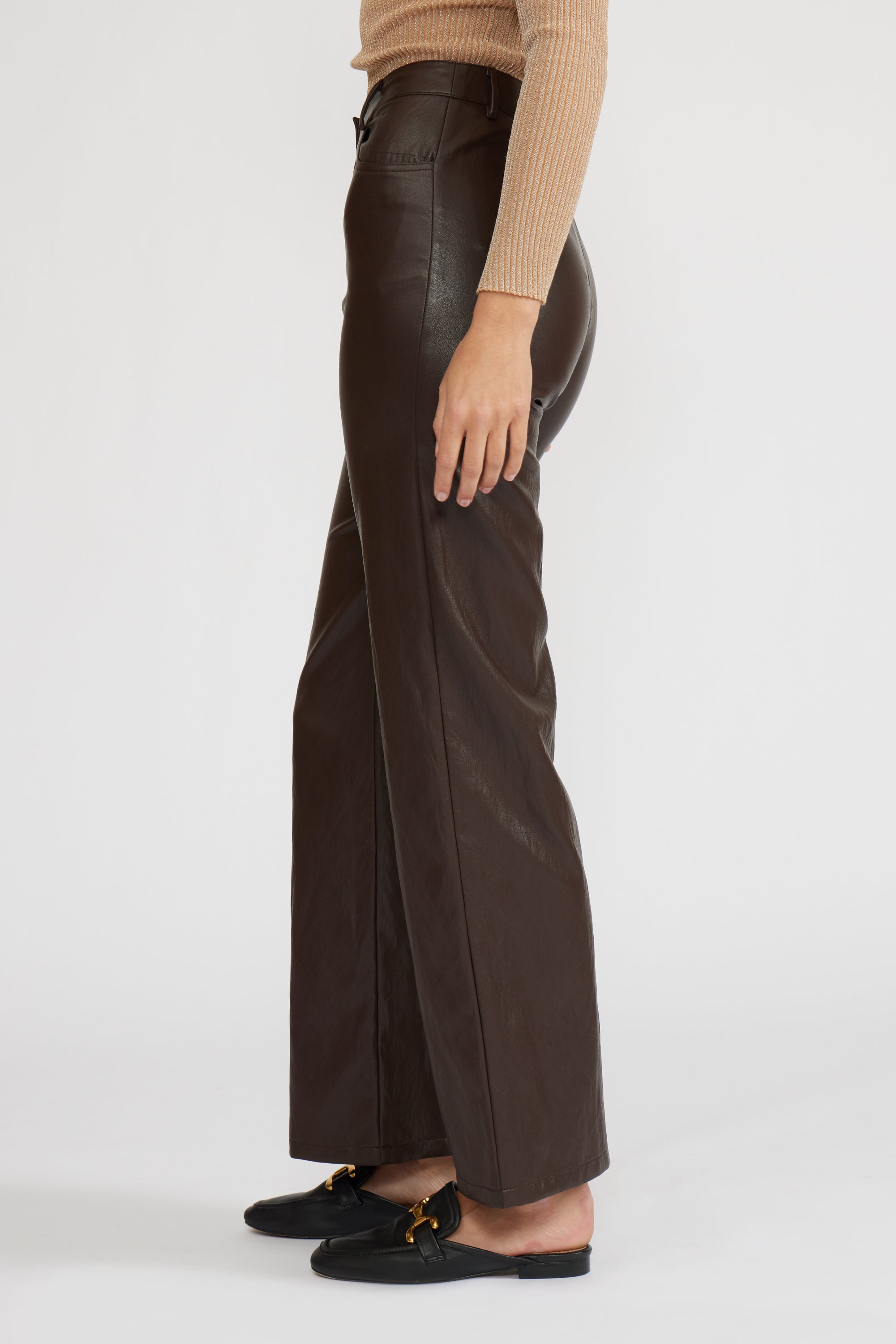 Adler Faux Leather Pant - Brown