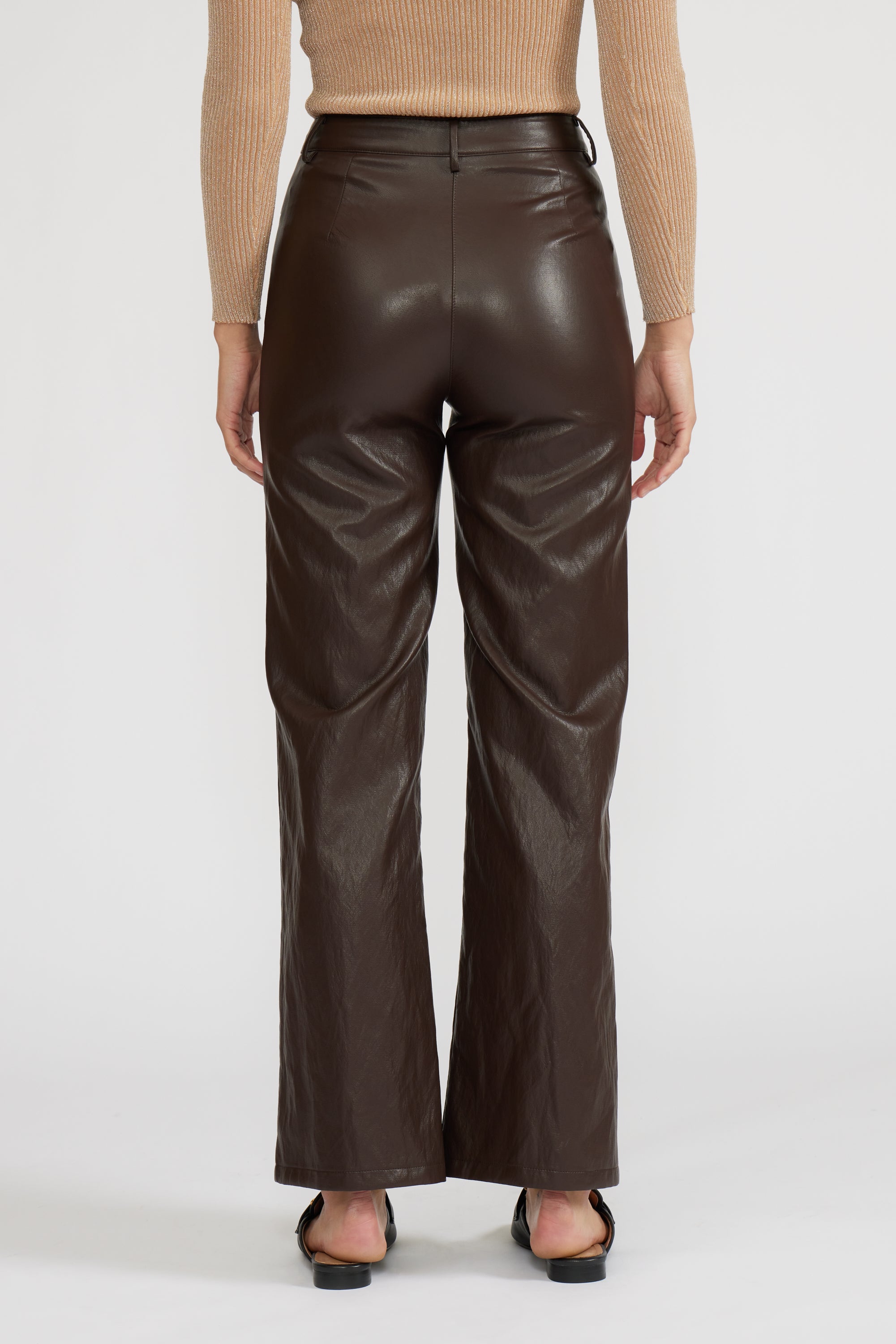 Adler Faux Leather Pant - Brown