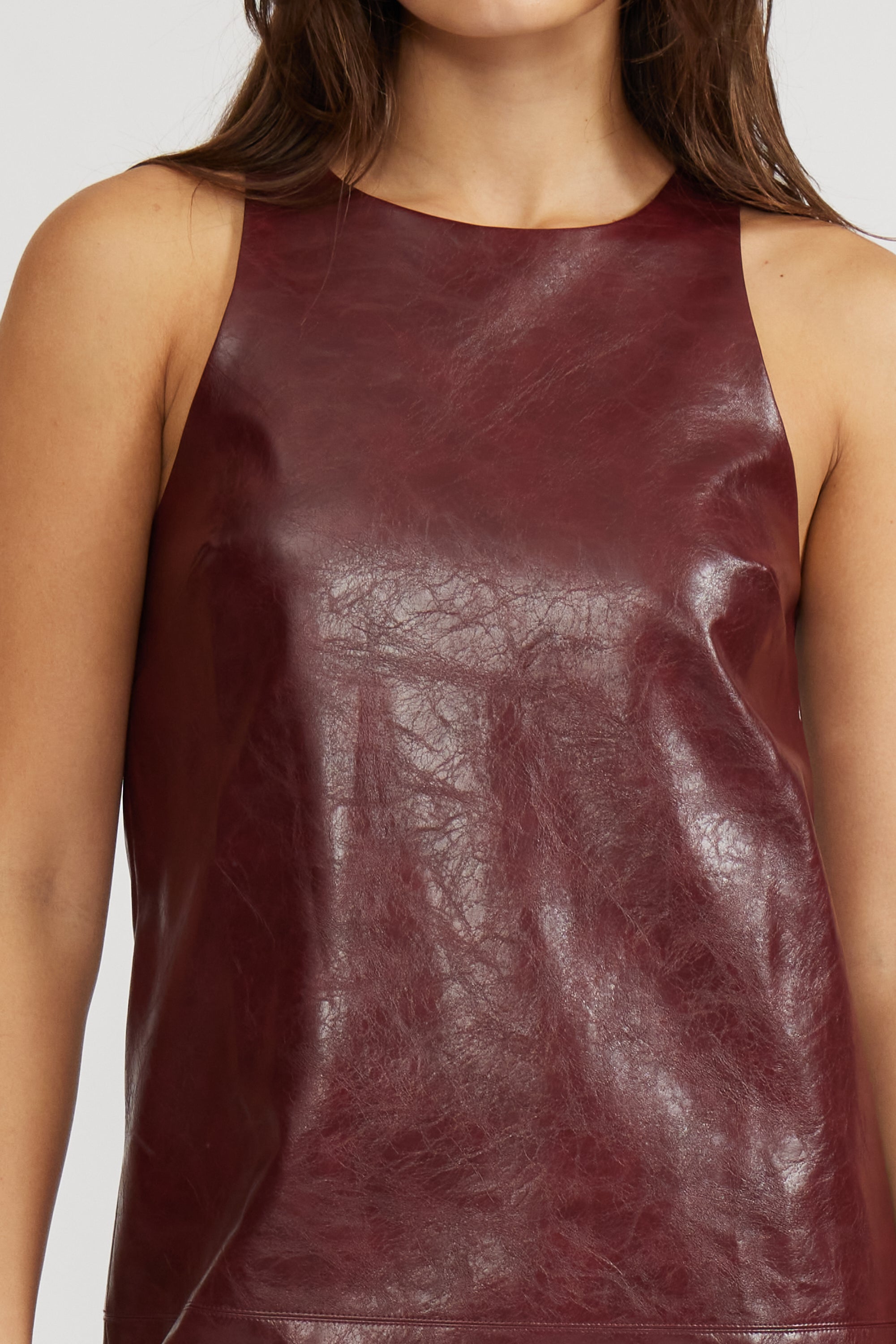 Lucy Paris - Onyx Faux Leather Dress - Burgundy XSmall Lucy Paris - Onyx Faux Leather Dress - Burgundy XSmall