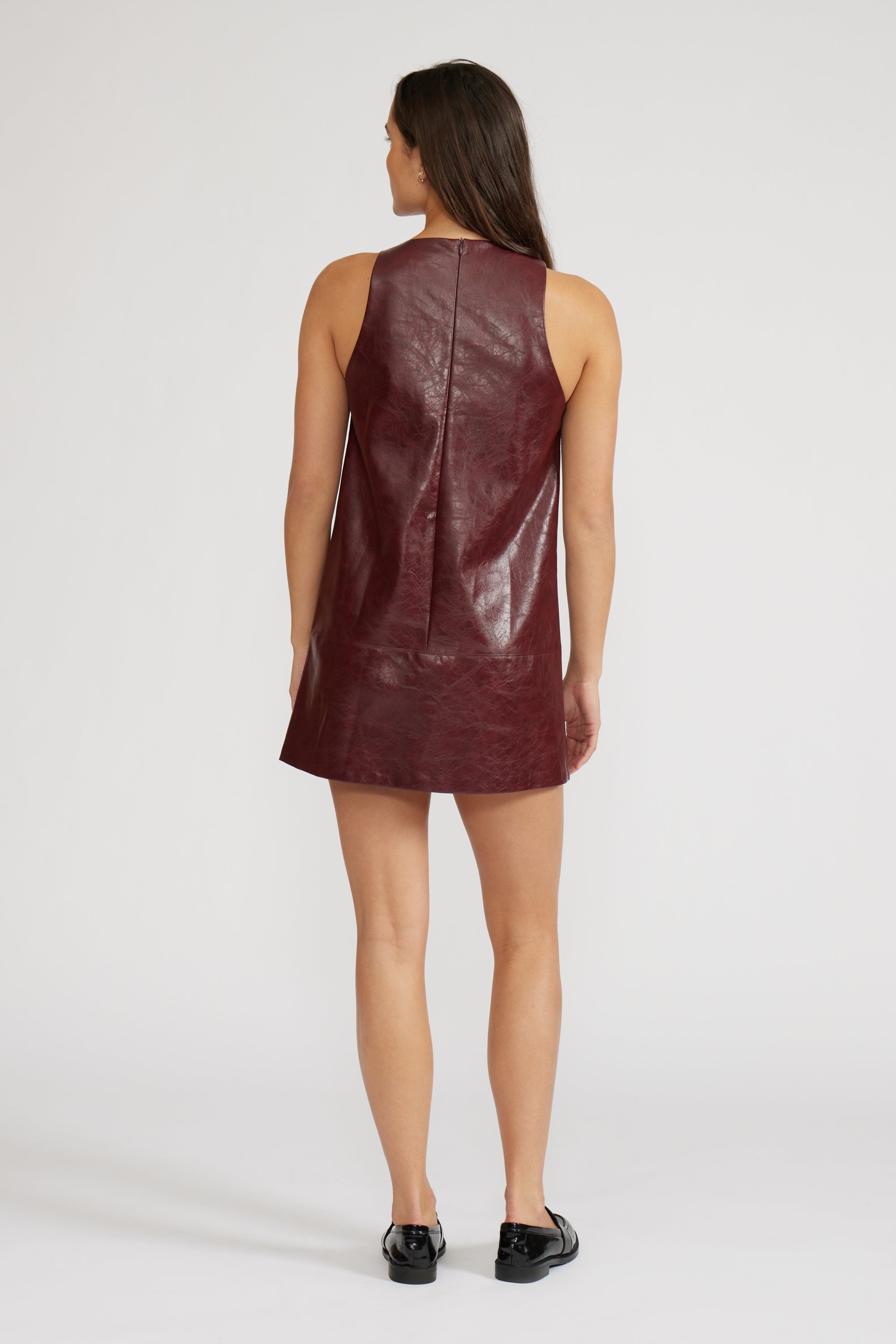 Onyx Faux Leather Dress - Burgundy