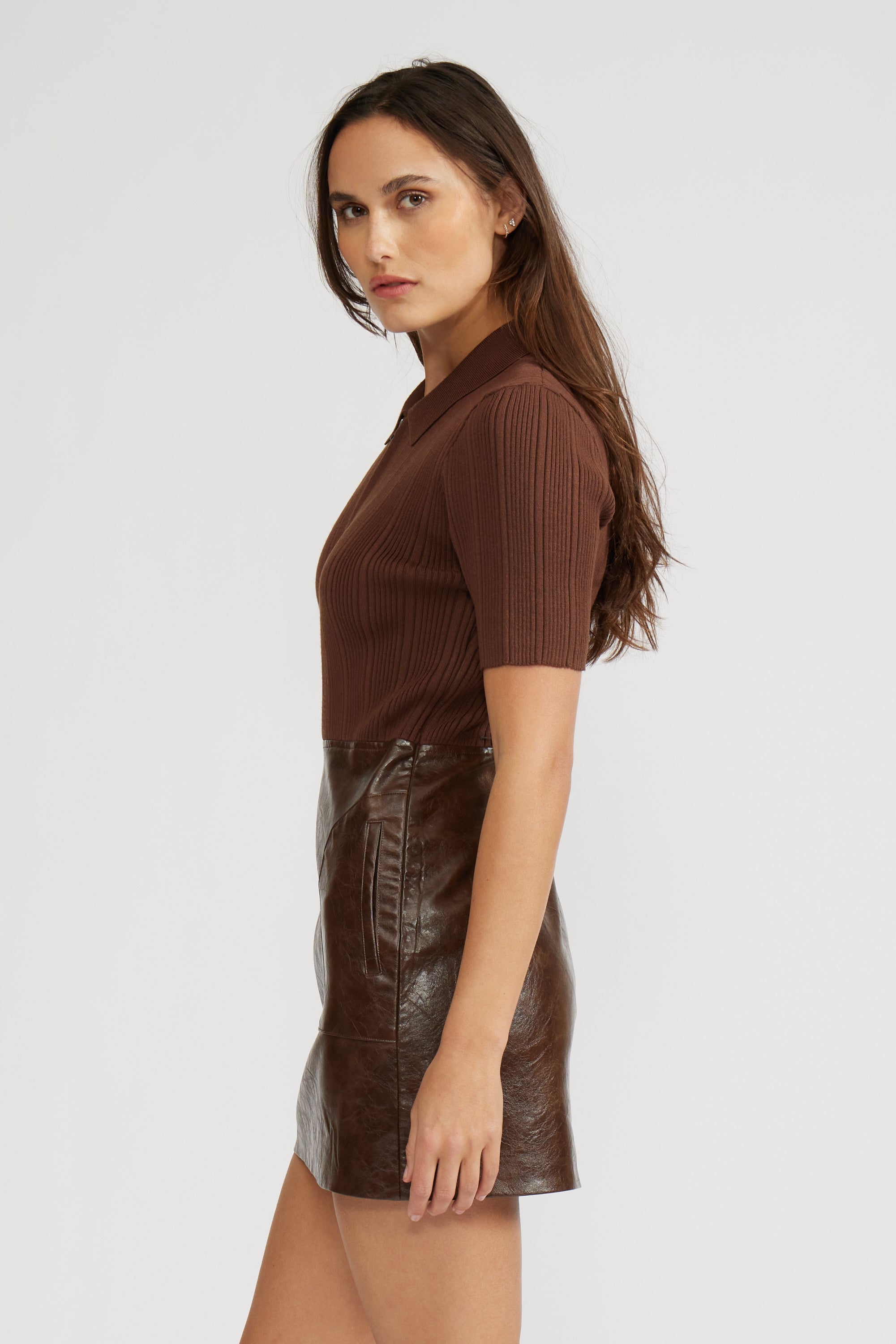 Kiko Mixed Media Dress - Espresso