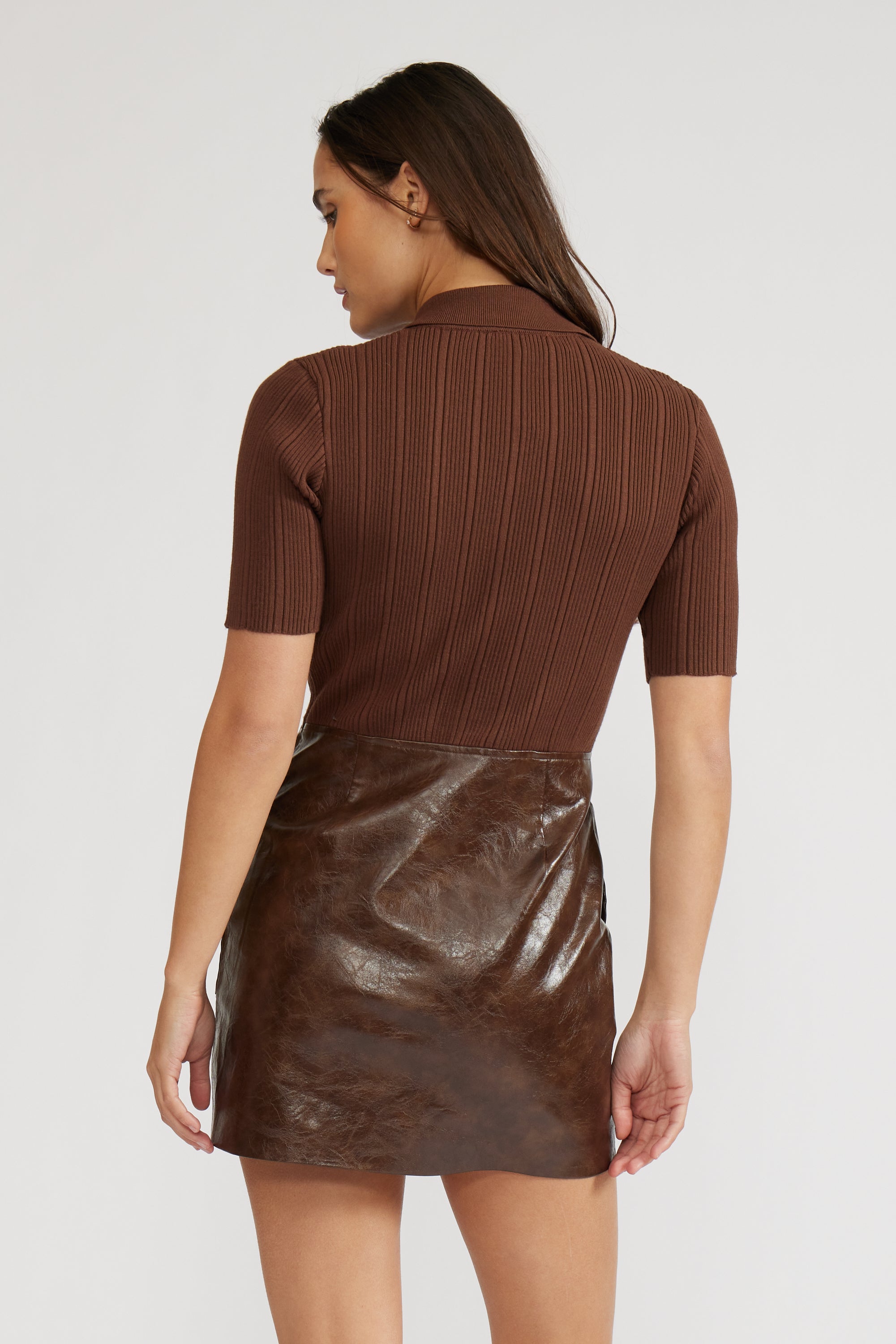 Kiko Mixed Media Dress - Espresso
