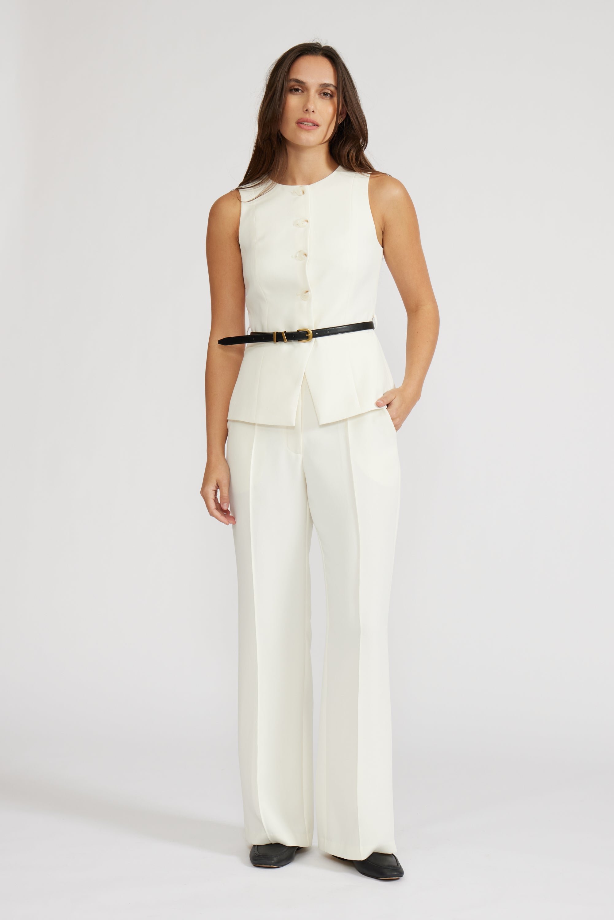 Lucy Paris - Anna Belted Vest - Ivory