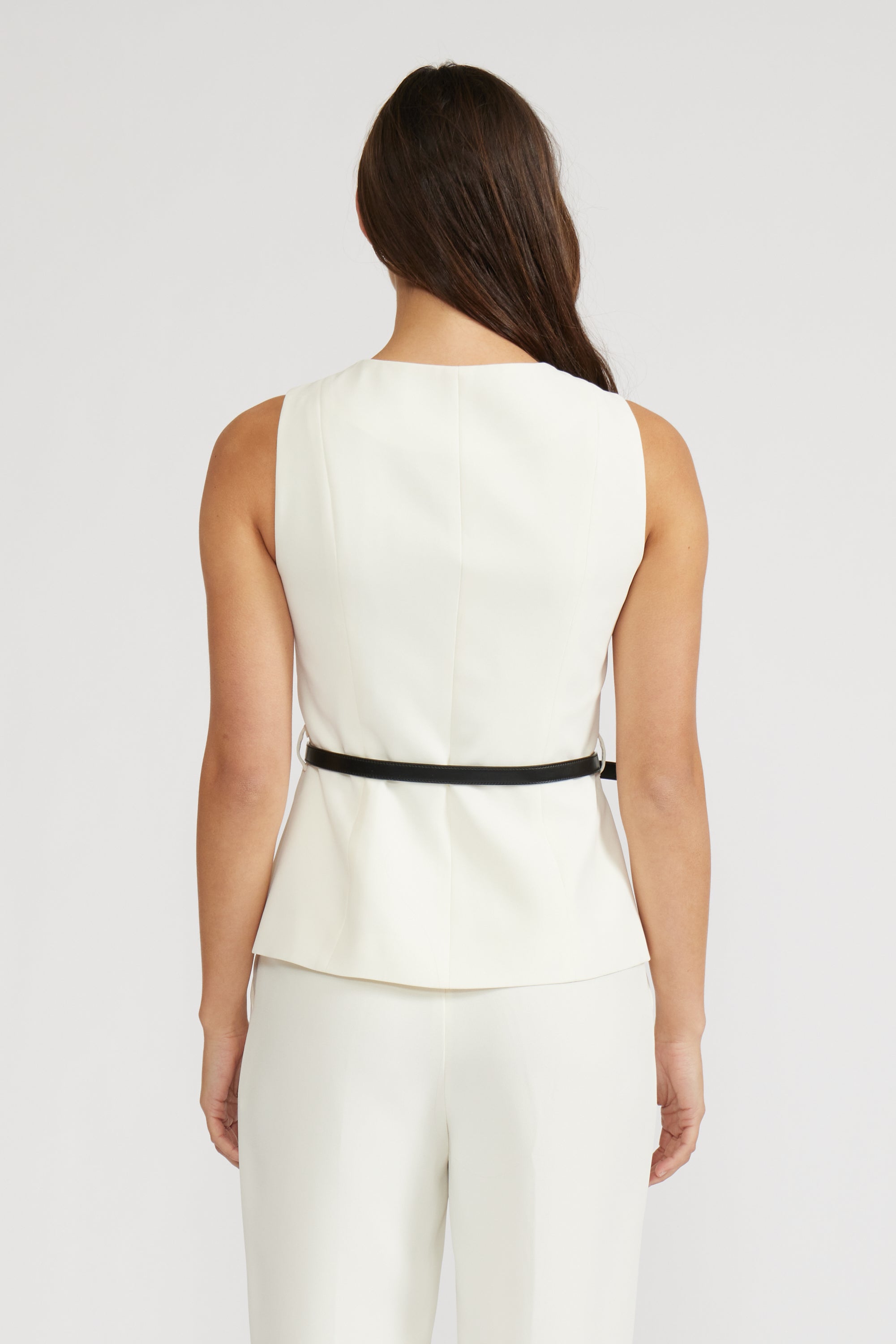Anna Belted Vest - Ivory
