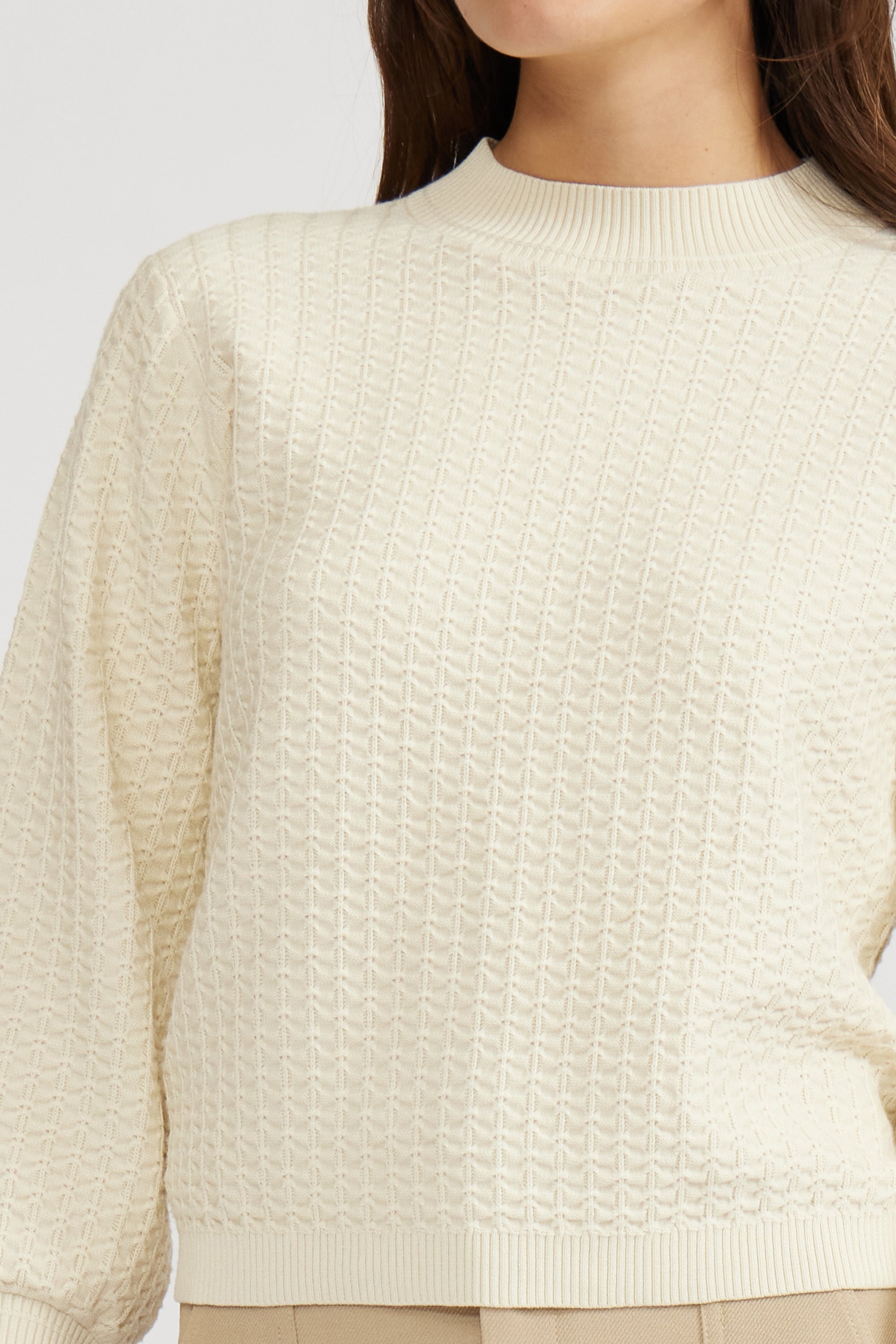 Britney Textured Knit Top - Cream