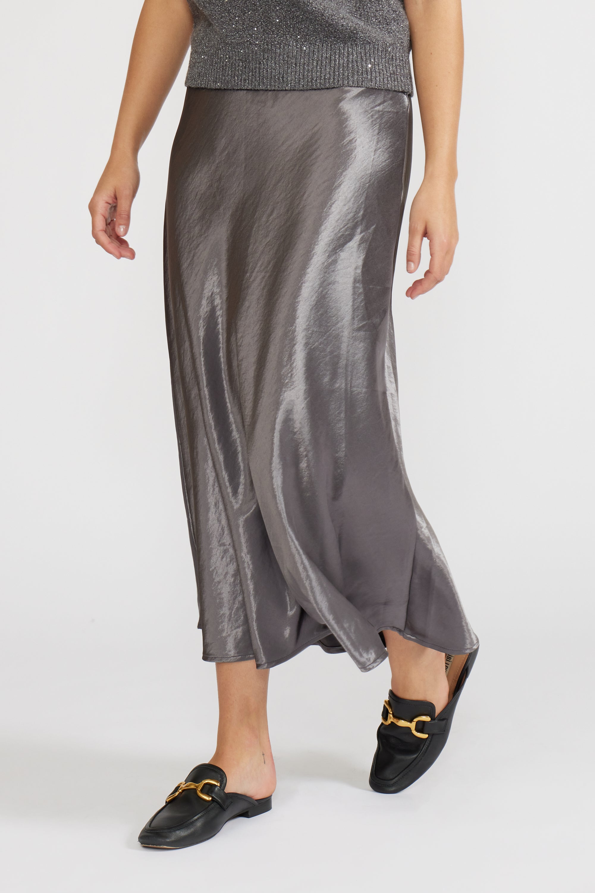 Barbara Satin Skirt - Pewter