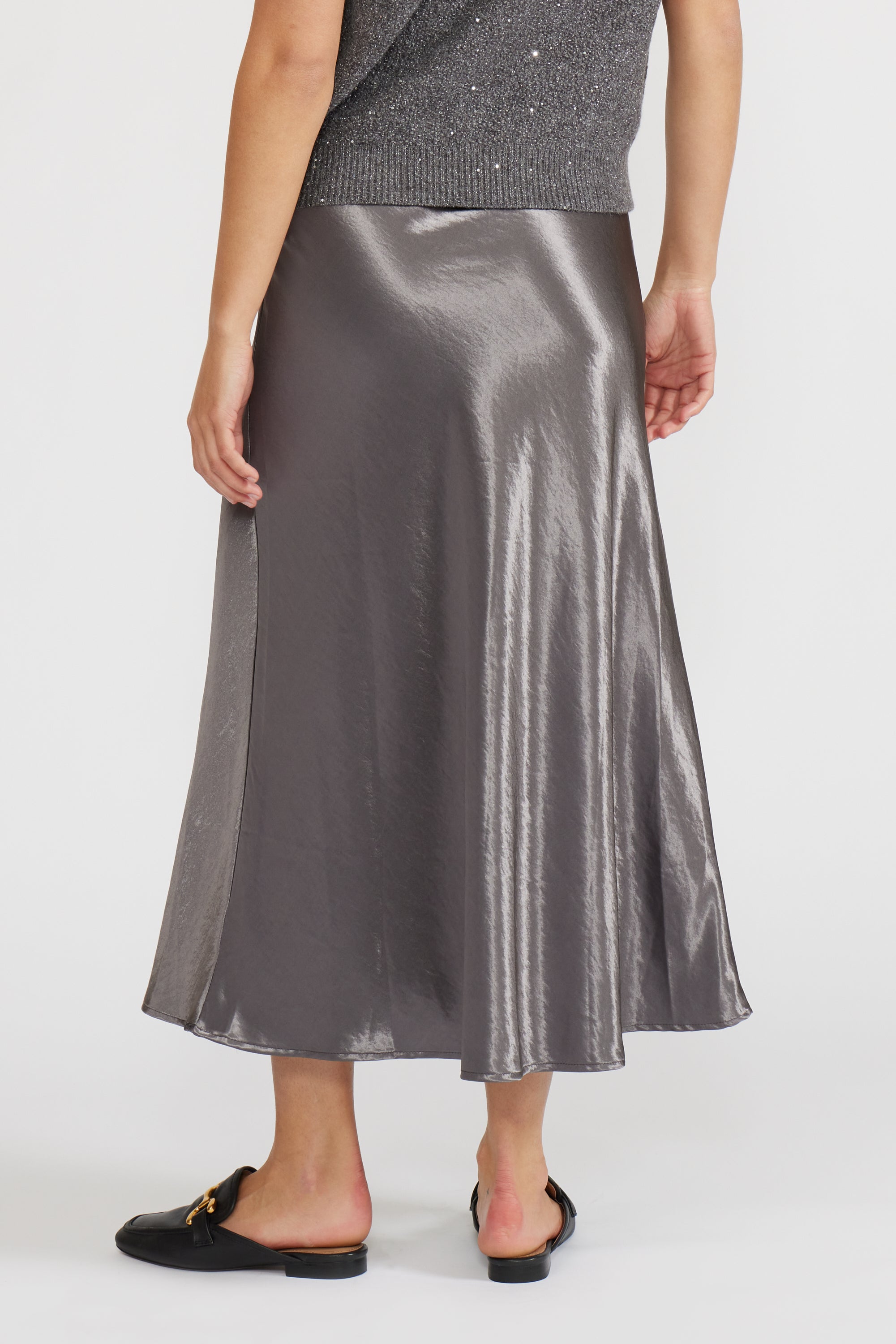 Barbara Satin Skirt - Pewter