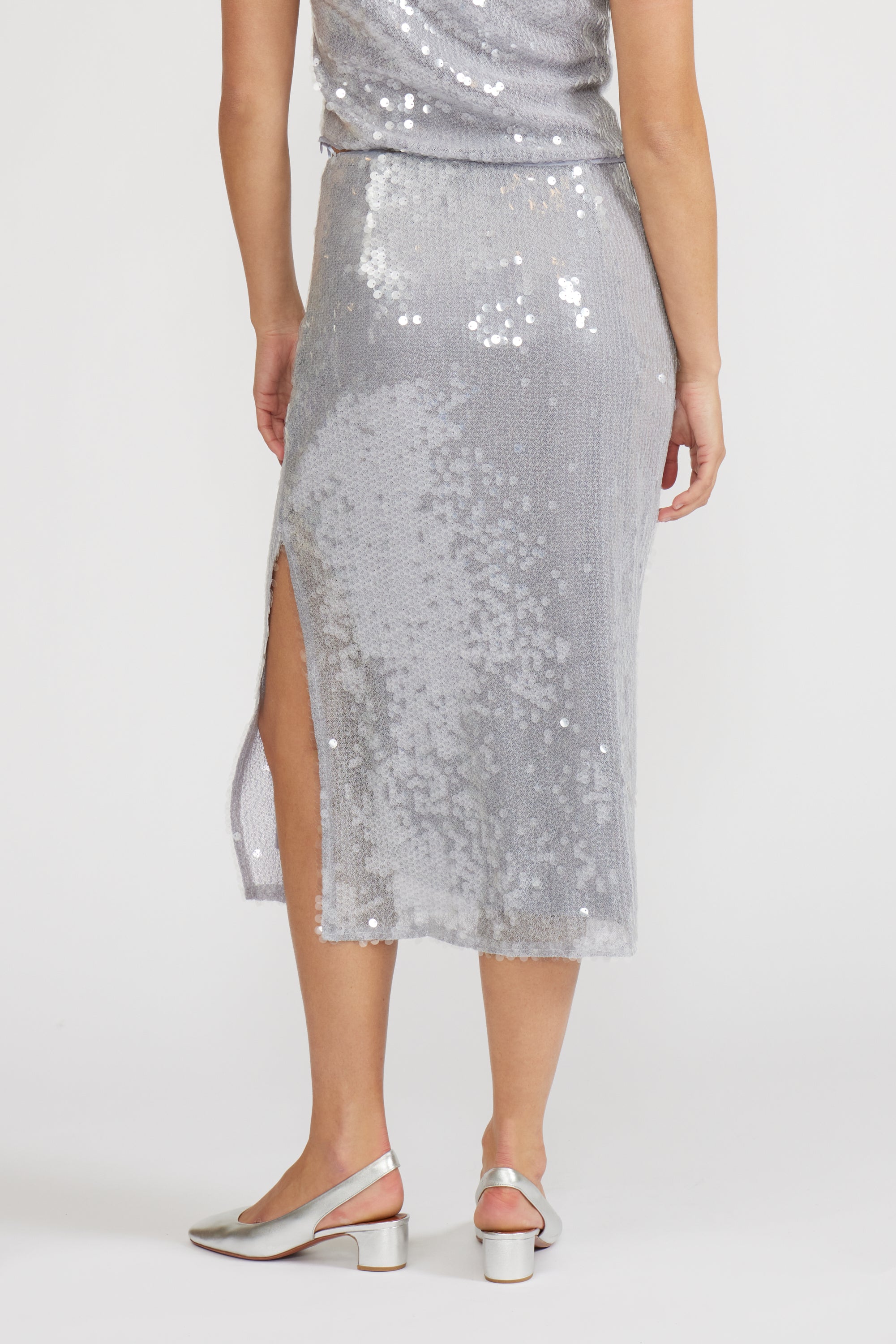 Katy Sequined Skirt - Silver