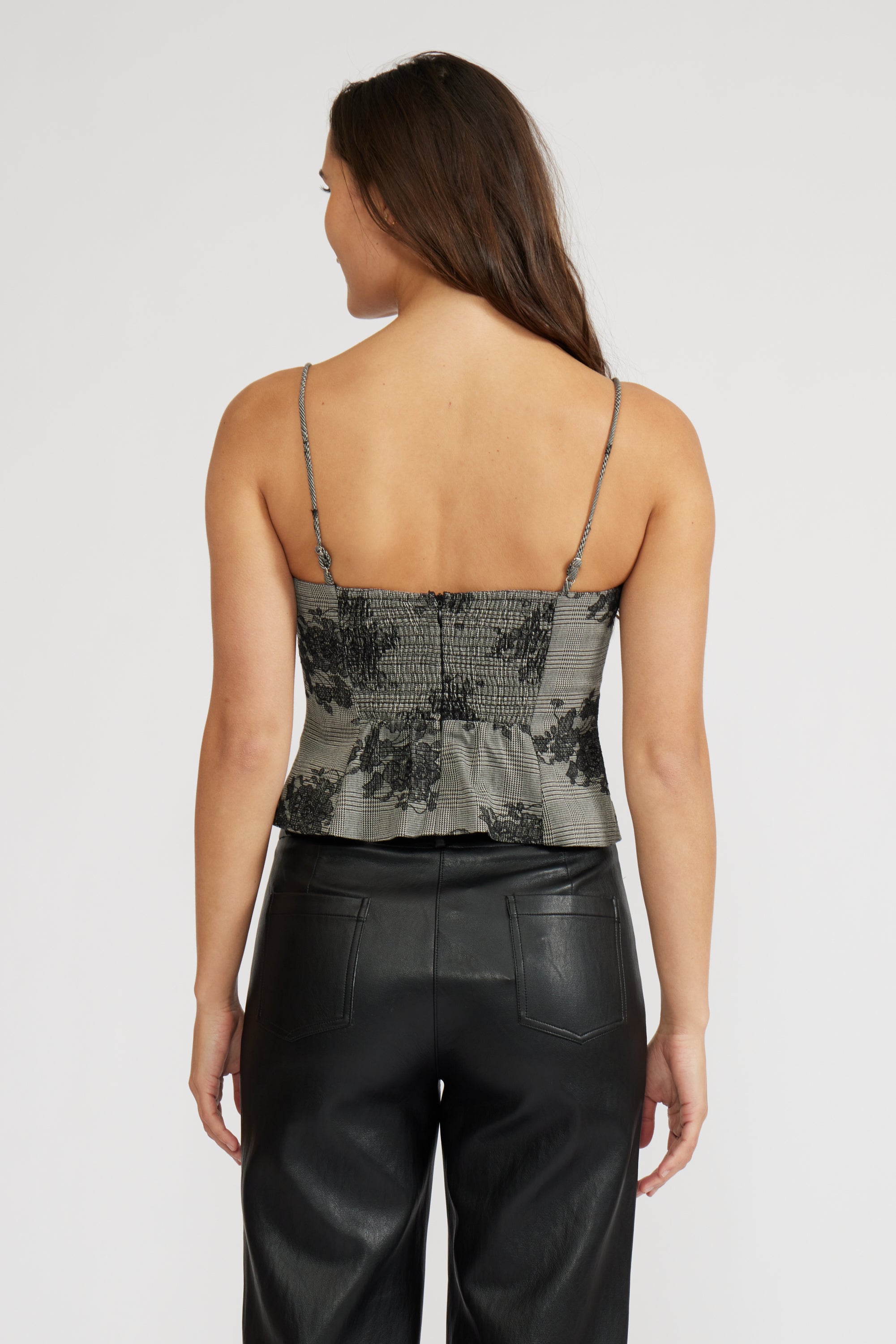 Heather Embroidered Top - Grey