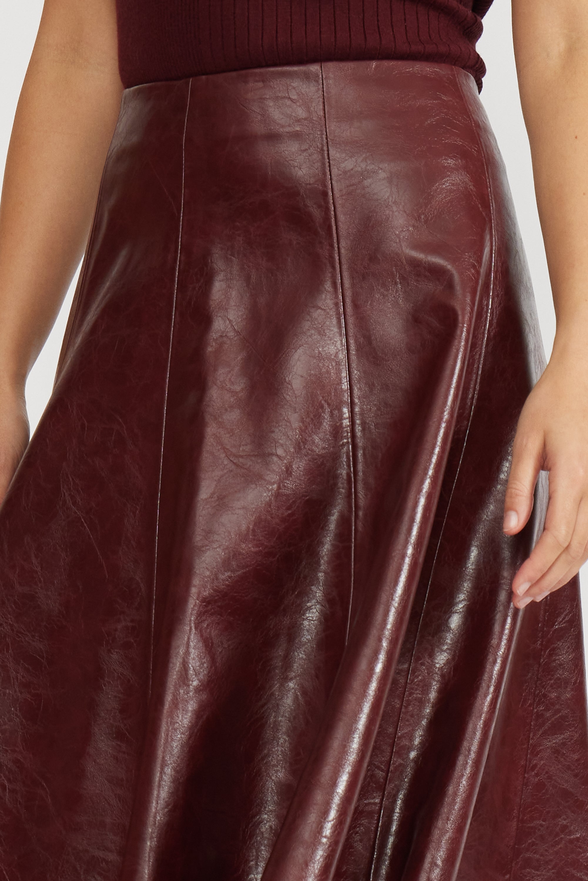 Oleksa Pleated Skirt - Burgundy