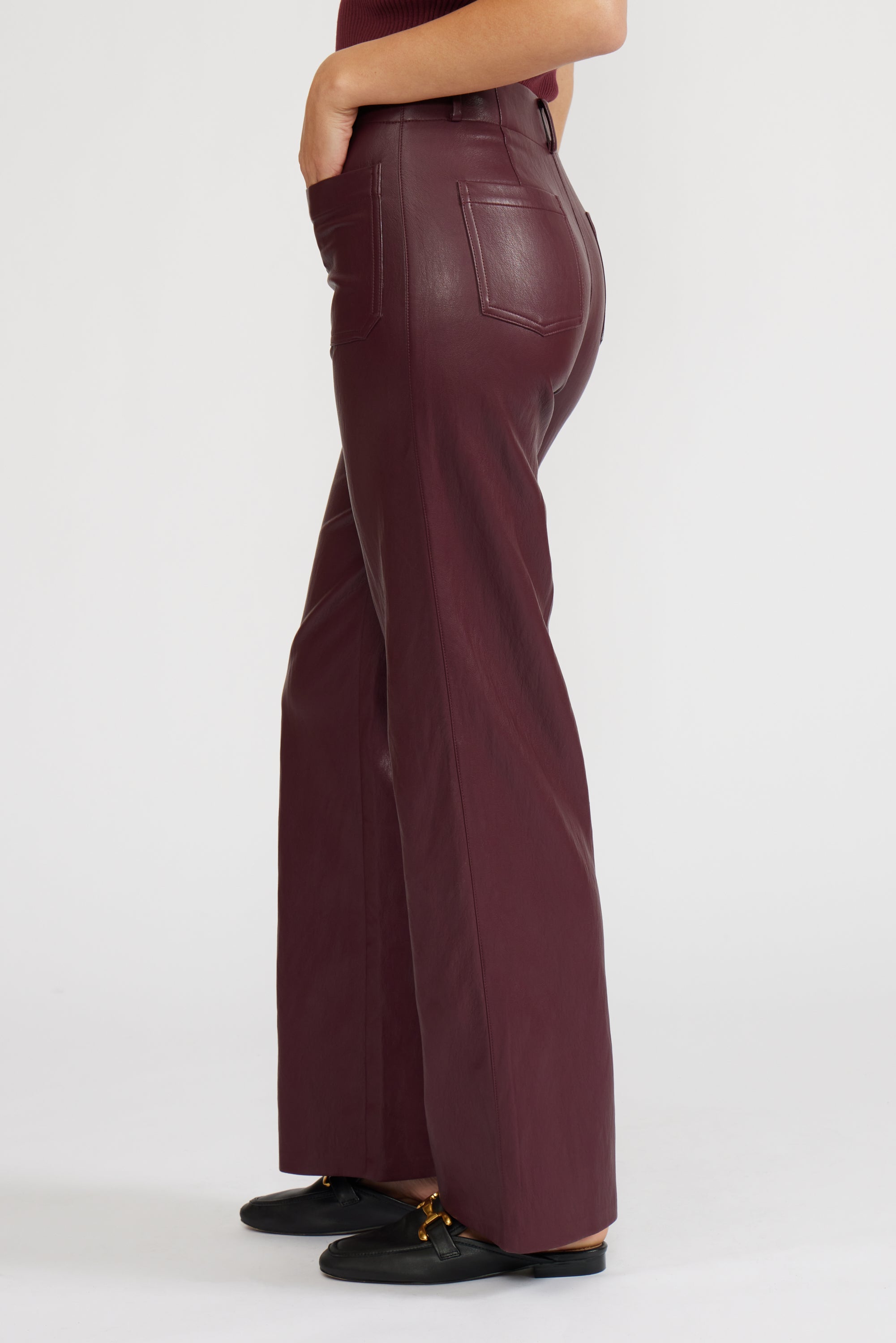 Reeve Faux Leather Pant - Burgundy