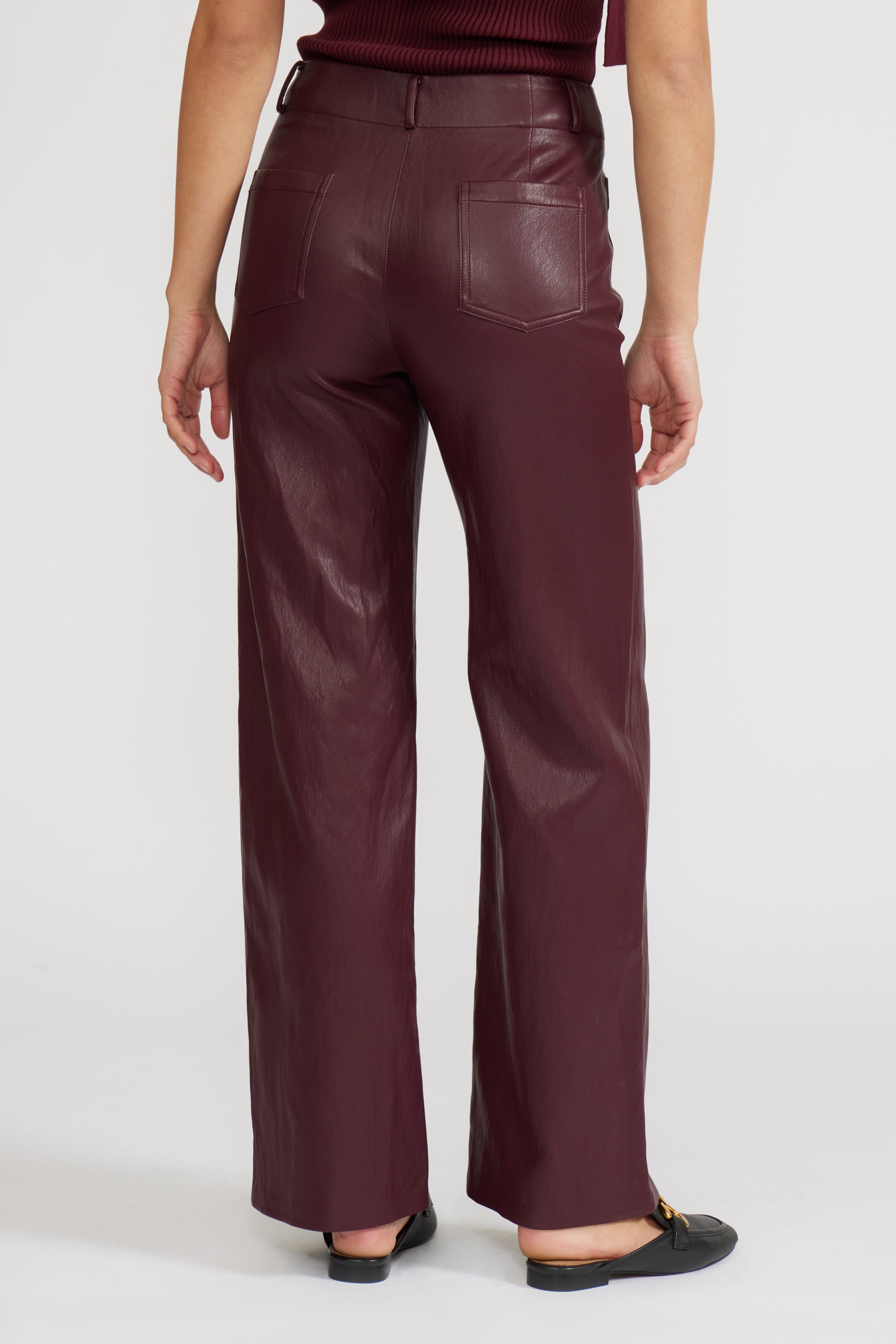 Reeve Faux Leather Pant - Burgundy