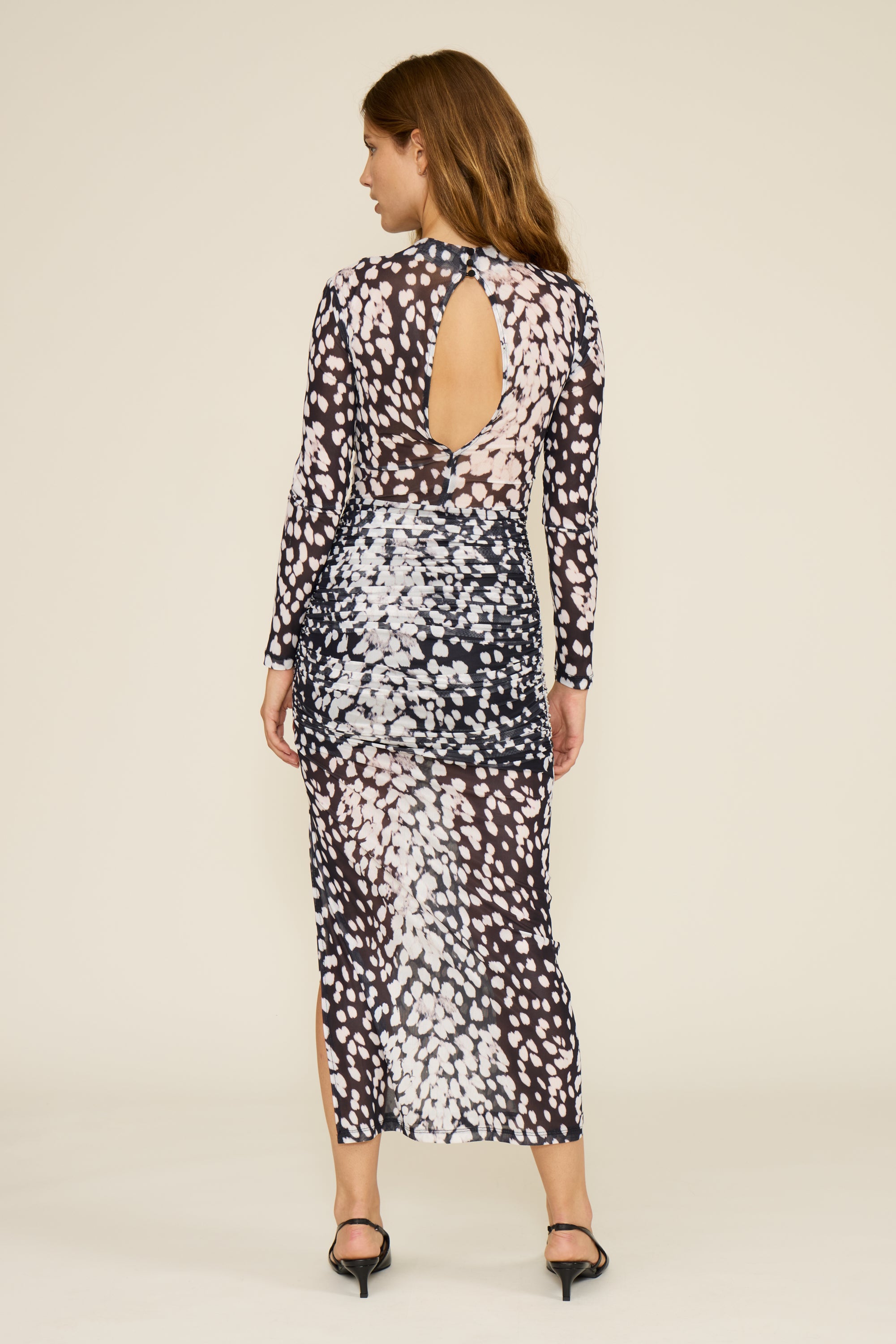 Josephine Ruched Dress - Black White