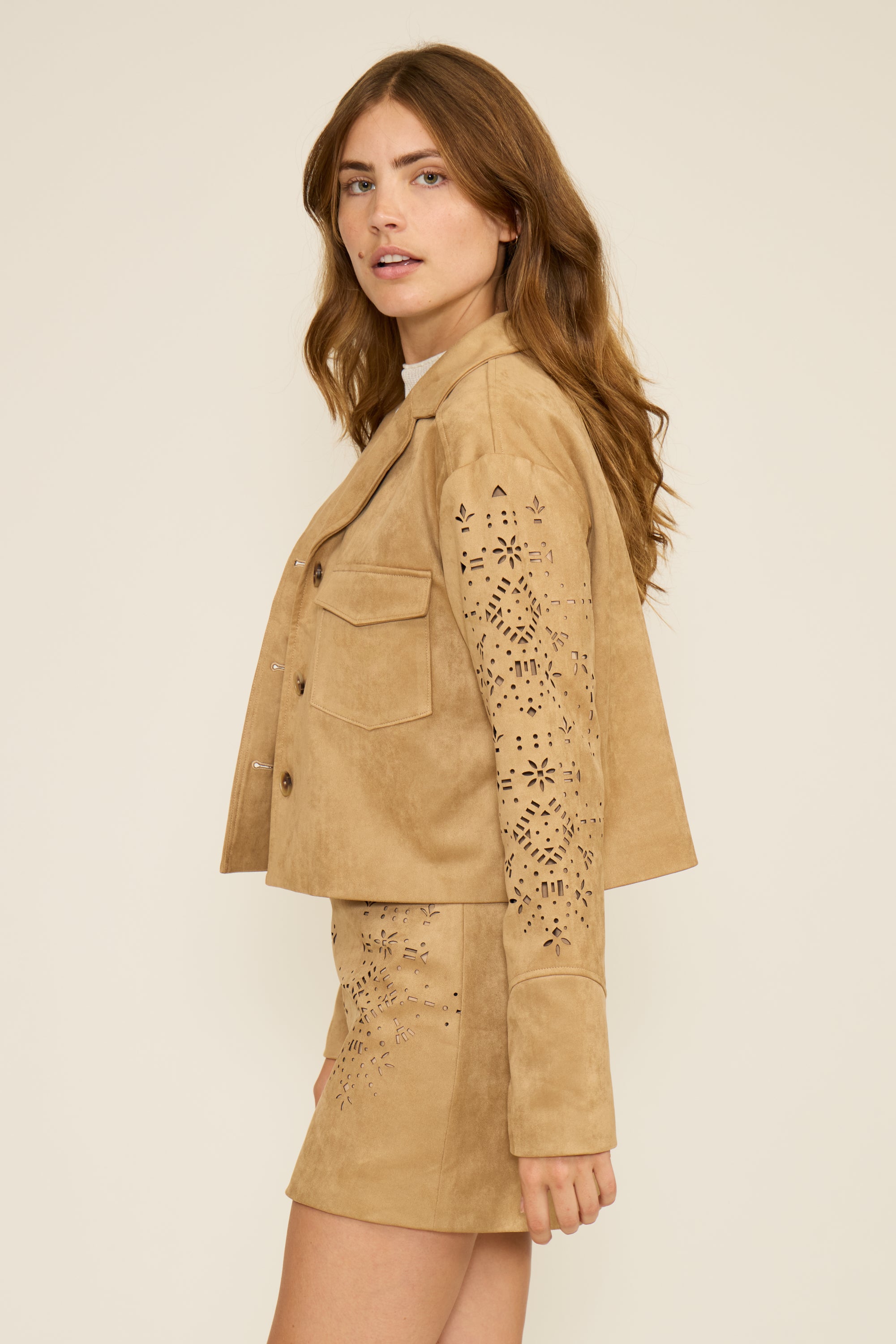 Presley Faux Suede Jacket - Tan