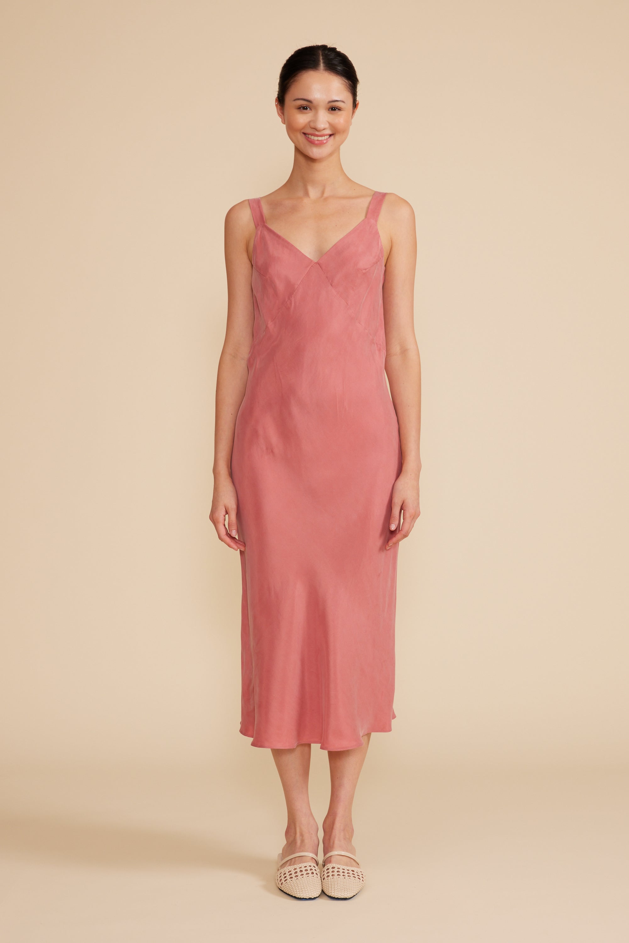 Andee Bias Dress - Dusty Rose