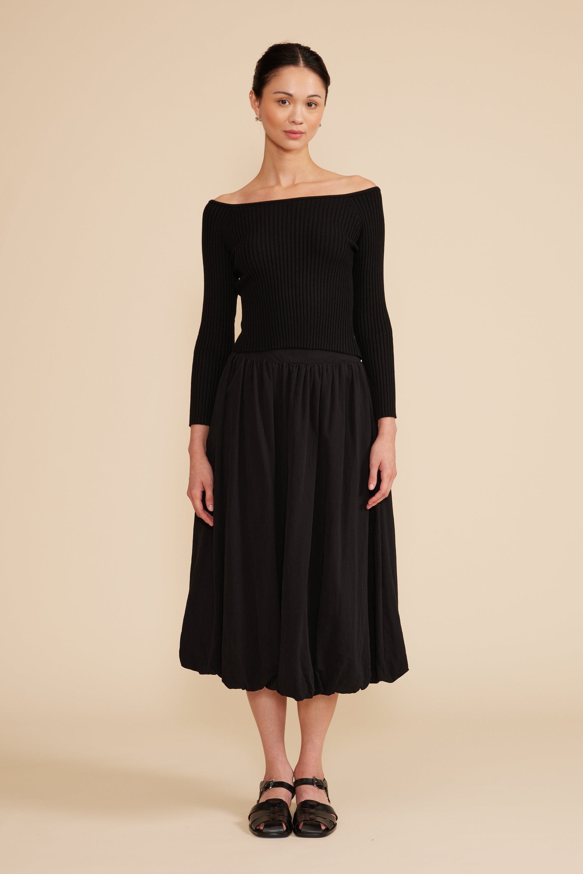 Bubble Midi Skirt - Black
