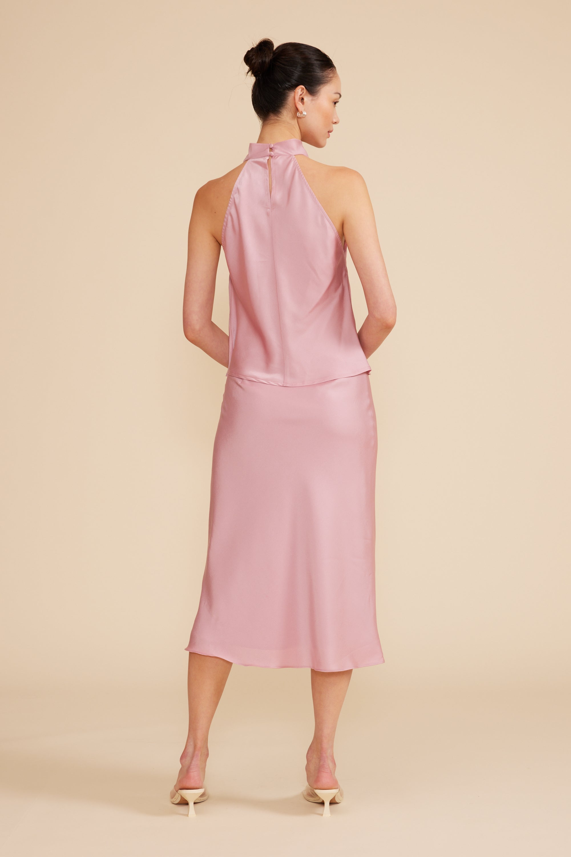 Bowie Cowl Neck Top - Rose Pink