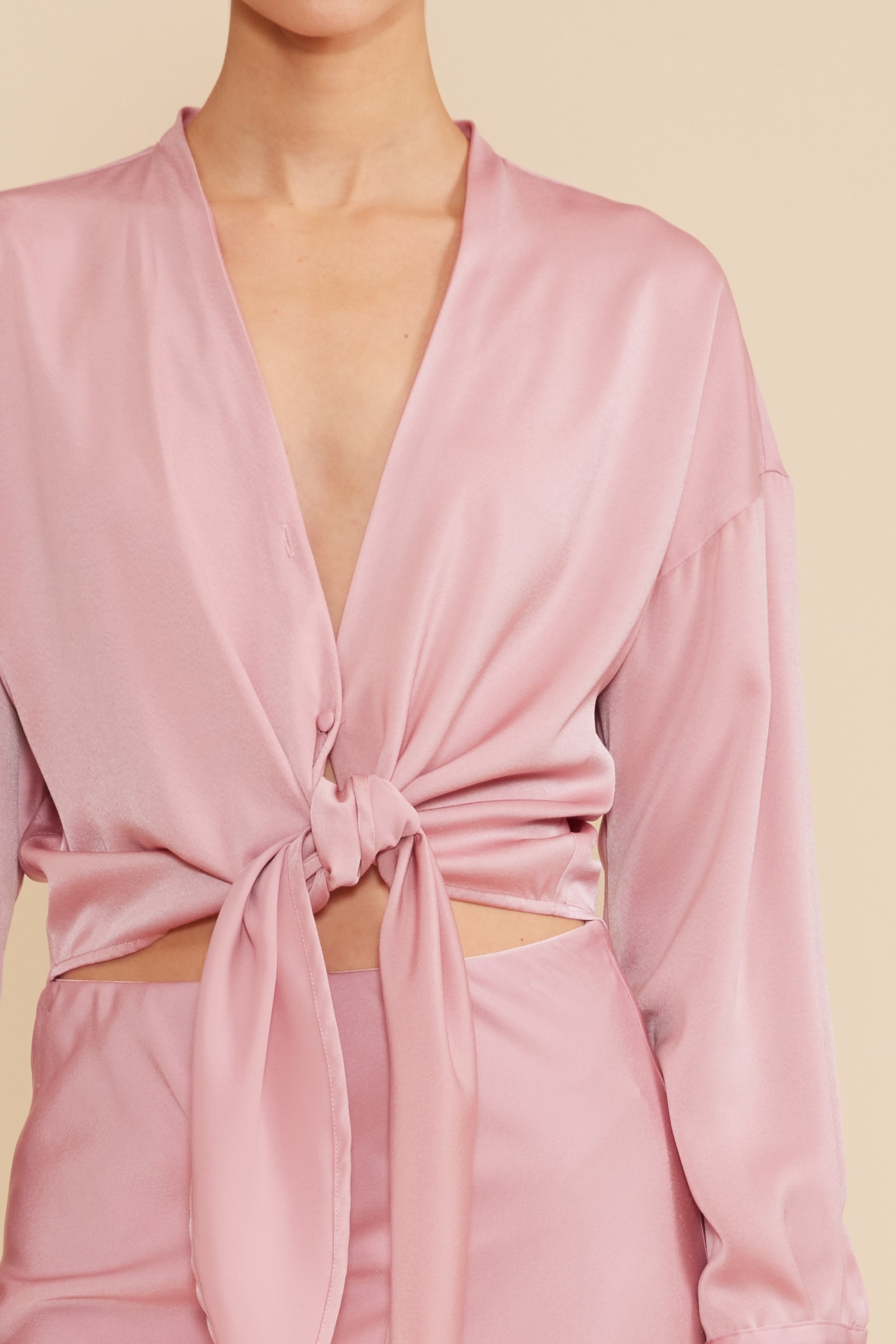 Gloria Tie Top - Rose Pink