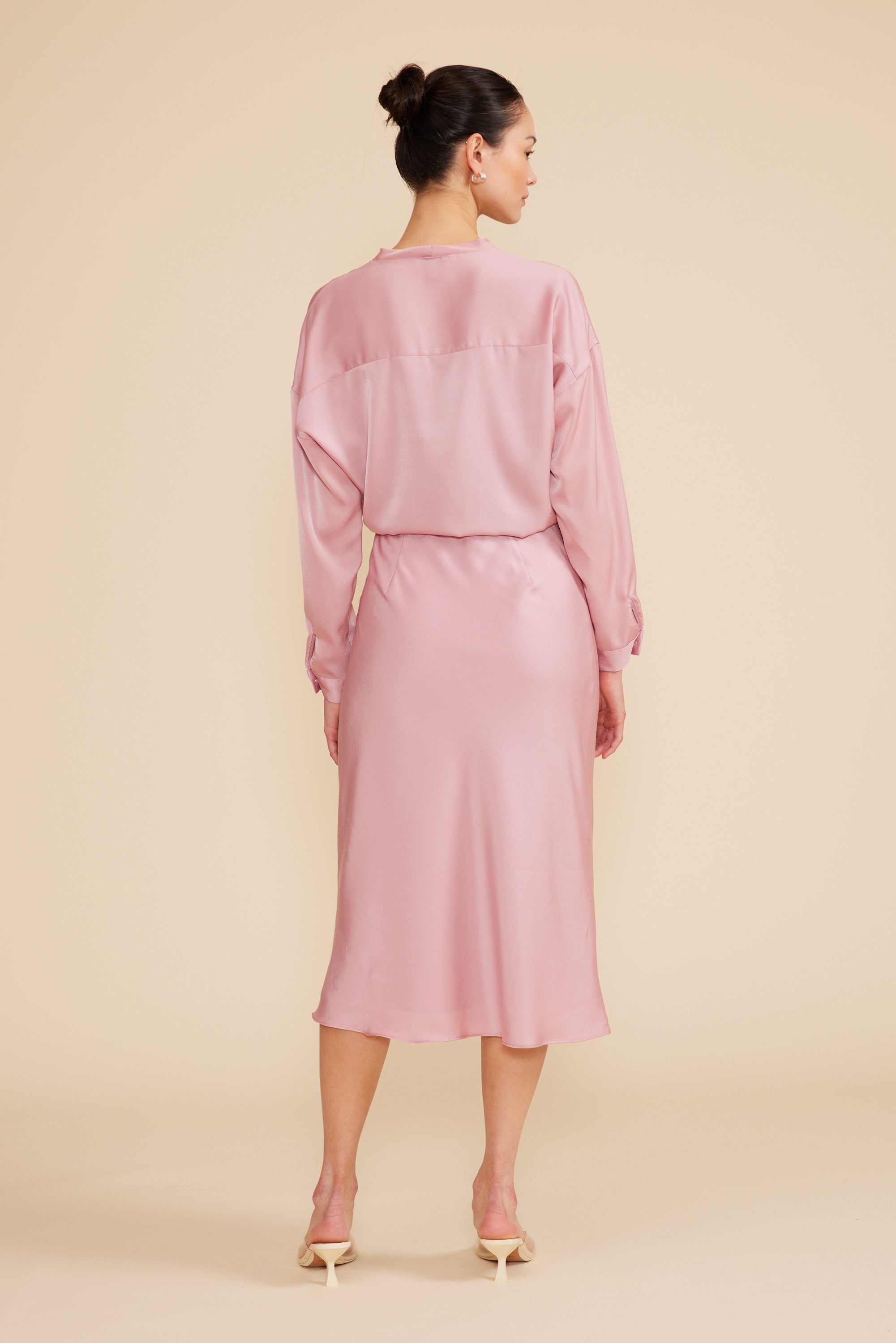 Adonia Bias Skirt - Rose Pink