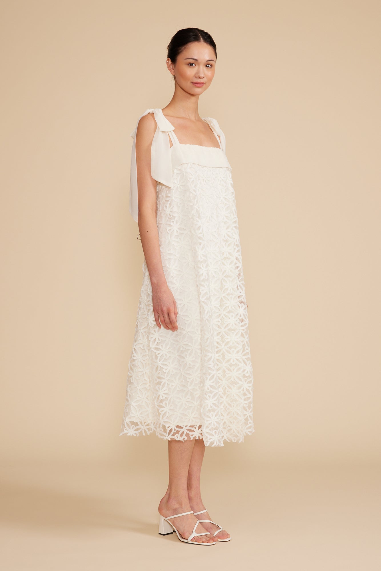 Sabine Bow Detail Dress - Ivory