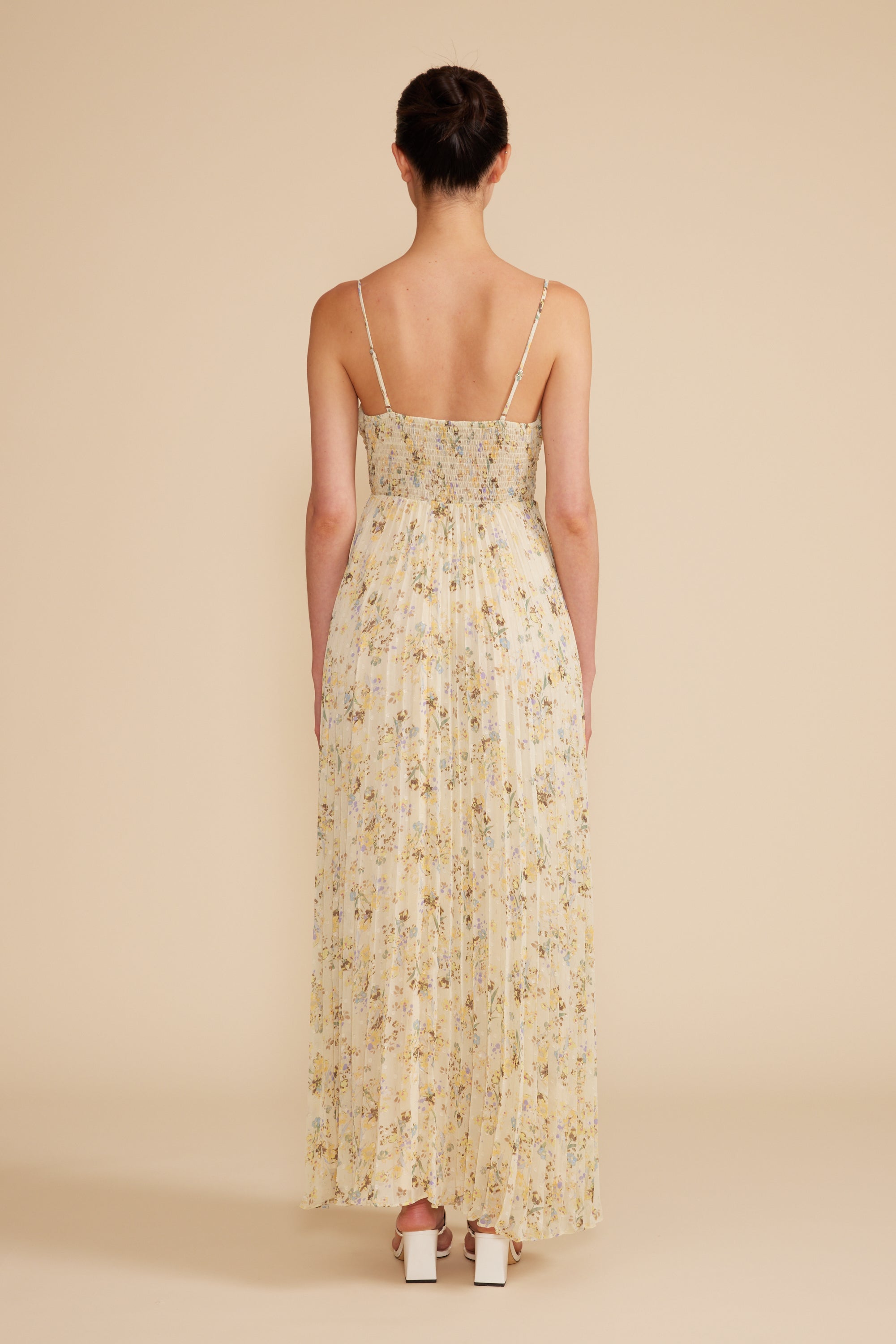 Rose Pleated Dress - Yellow