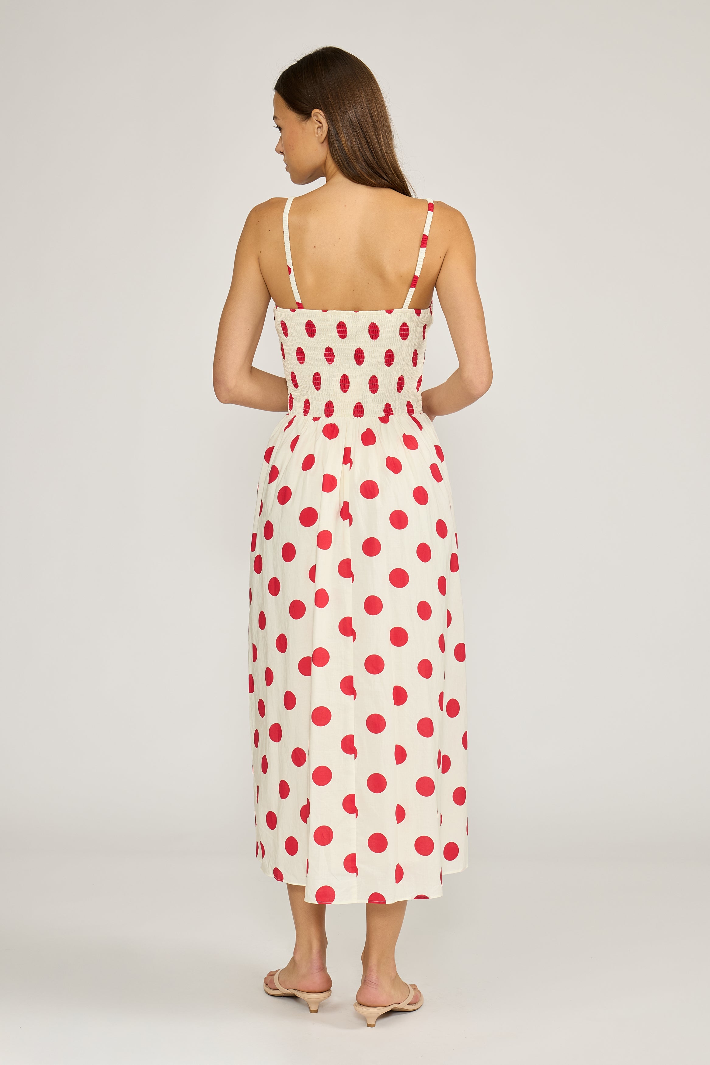 Devin Polka Dot Dress - Red Cream