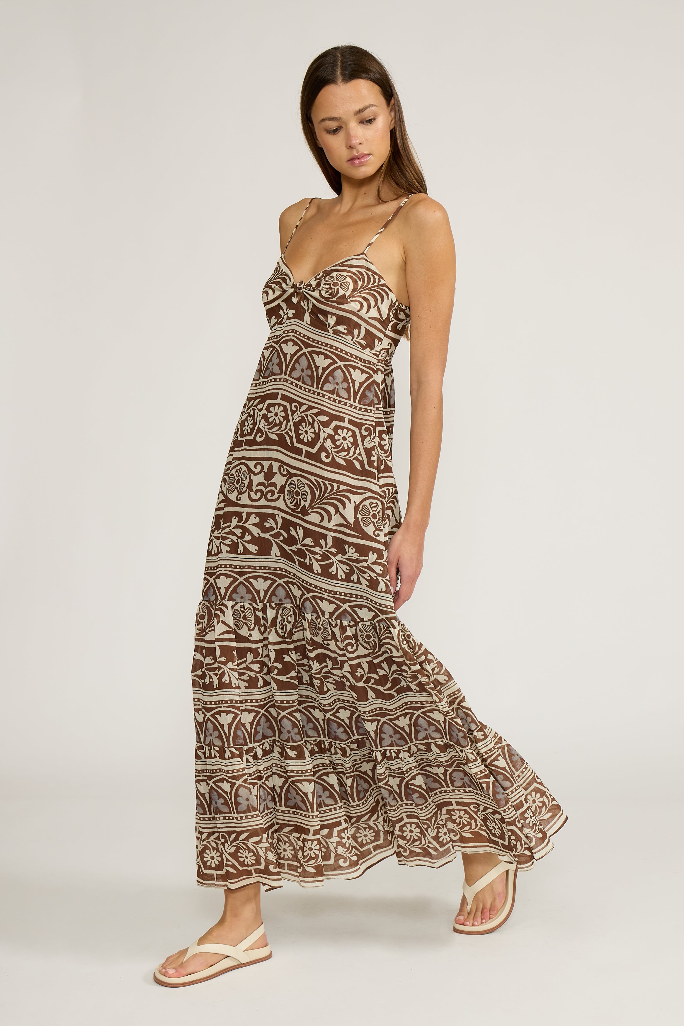 Fiona Maxi Dress - Brown Cream