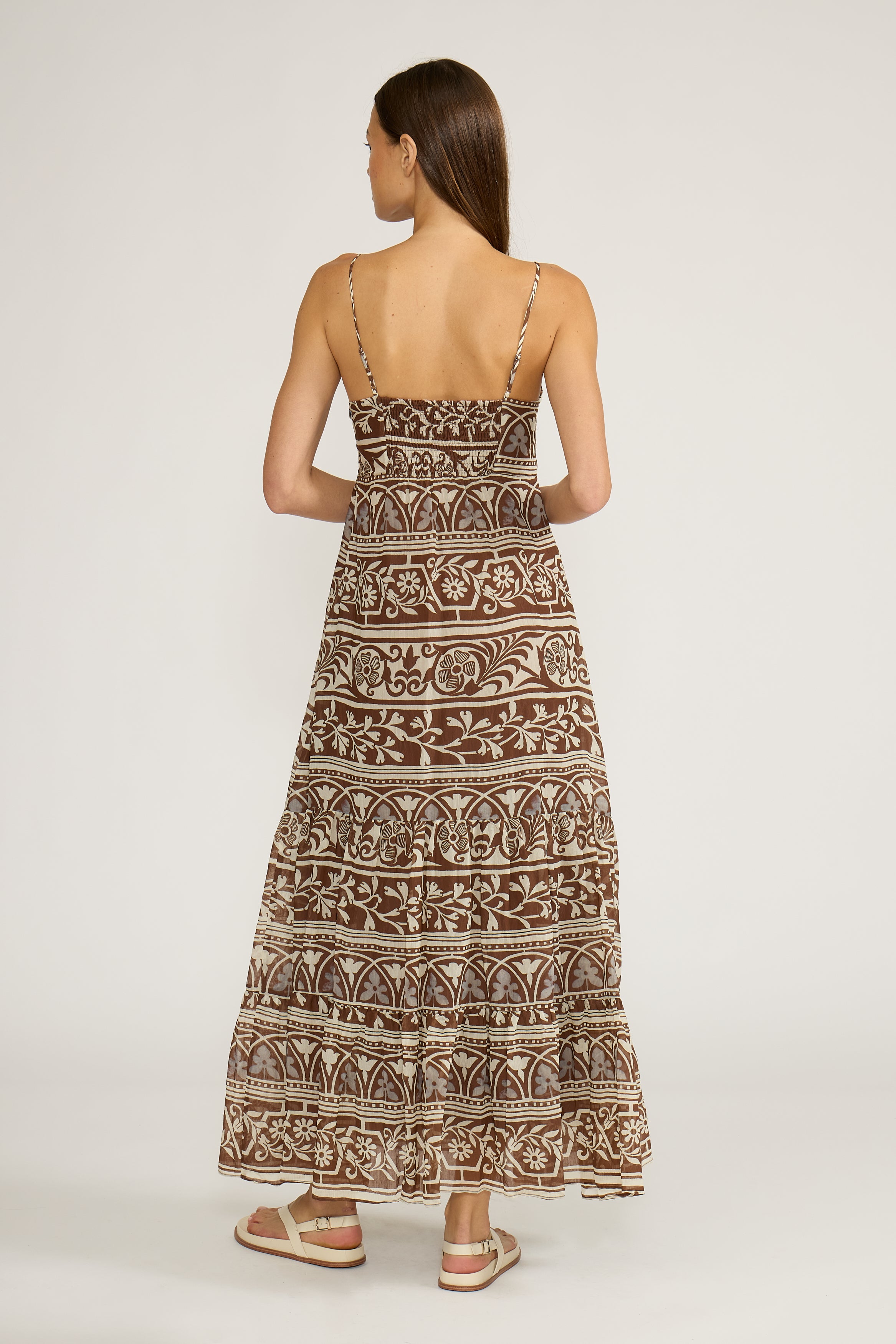 Fiona Maxi Dress - Brown Cream