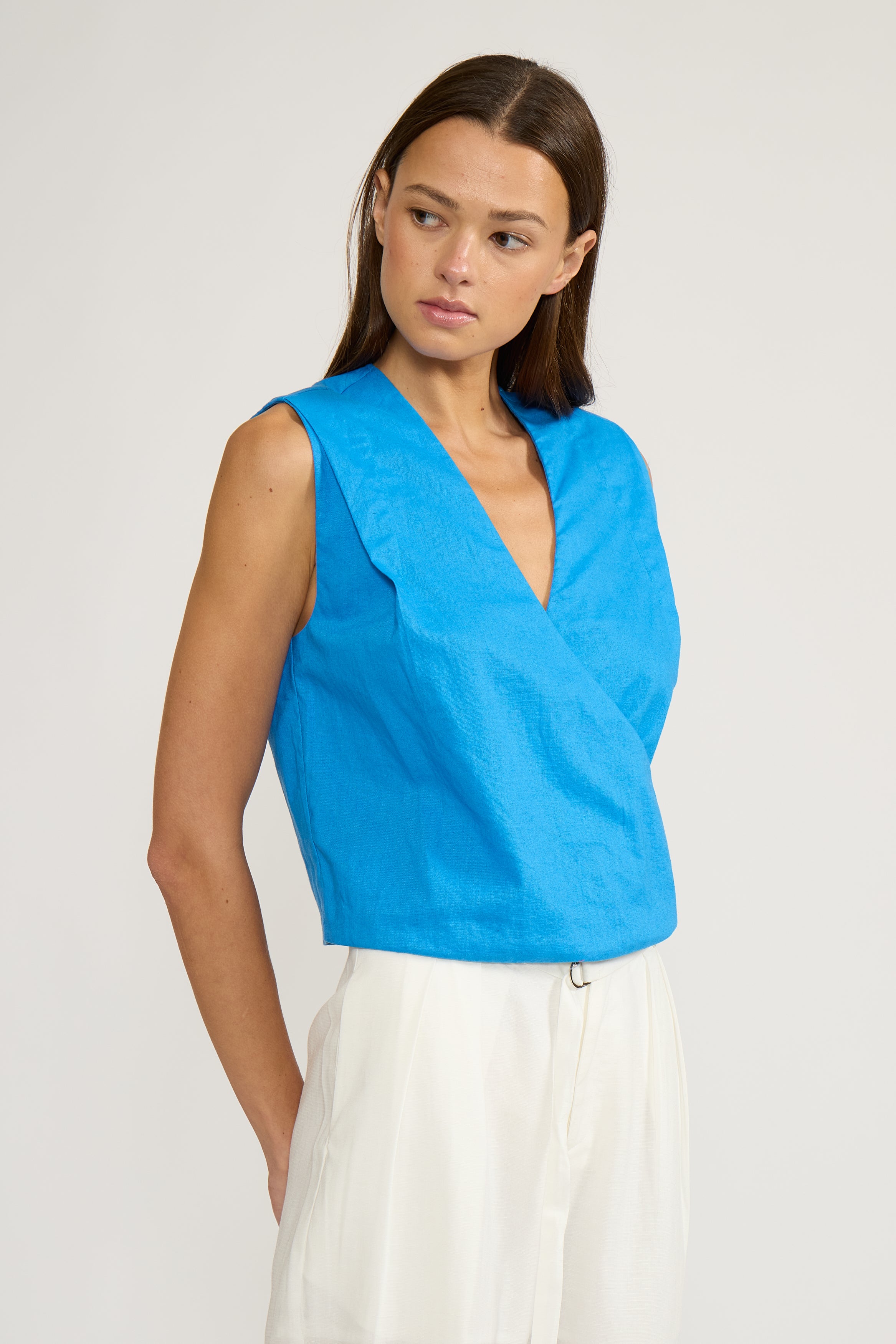Hayley Wrap Top - Blue